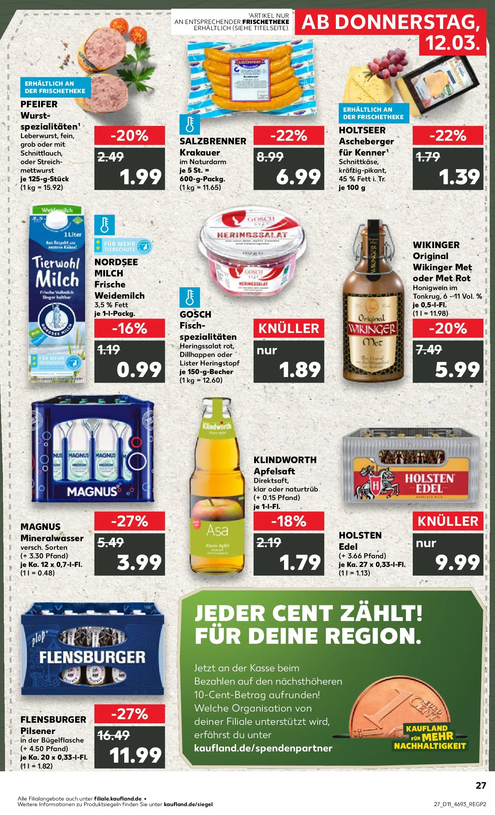 Prospekt Kaufland ab 09.03.2026 » Angebote Online zum Blättern | Seite: 39 | Produkte: Holsten, Apfelsaft, Fisch, Wurst