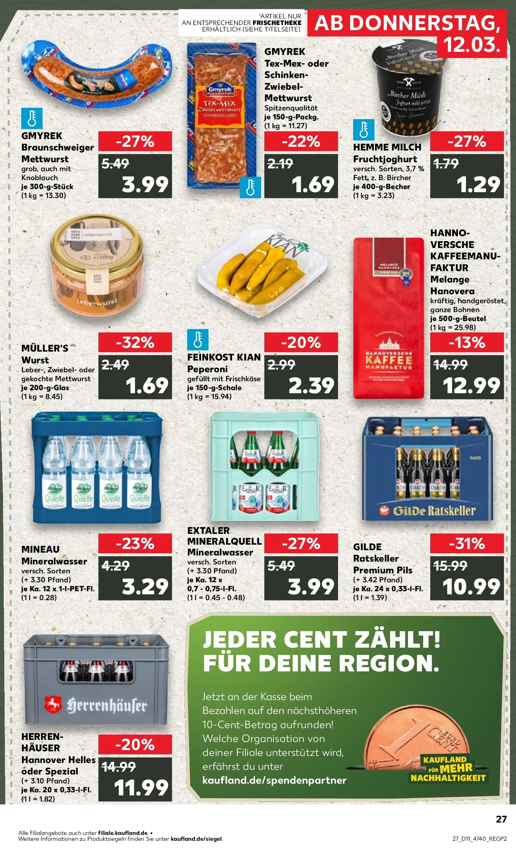 Prospekt Kaufland ab 09.03.2026 » Angebote Online zum Blättern | Seite: 39 | Produkte: Milch, Kaffee, Mineralwasser, Schinken