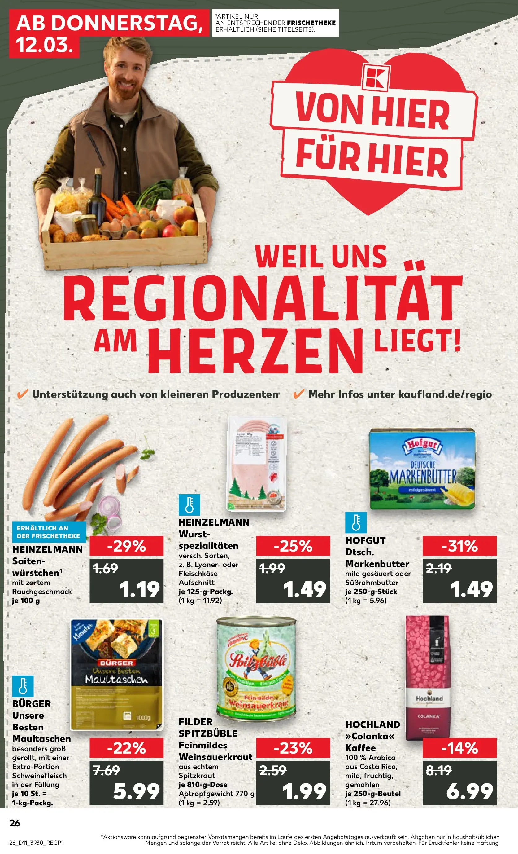 Prospekt Kaufland ab 09.03.2026 » Angebote Online zum Blättern | Seite: 38 | Produkte: Butter, Kaffee, Burger, Schweinefleisch