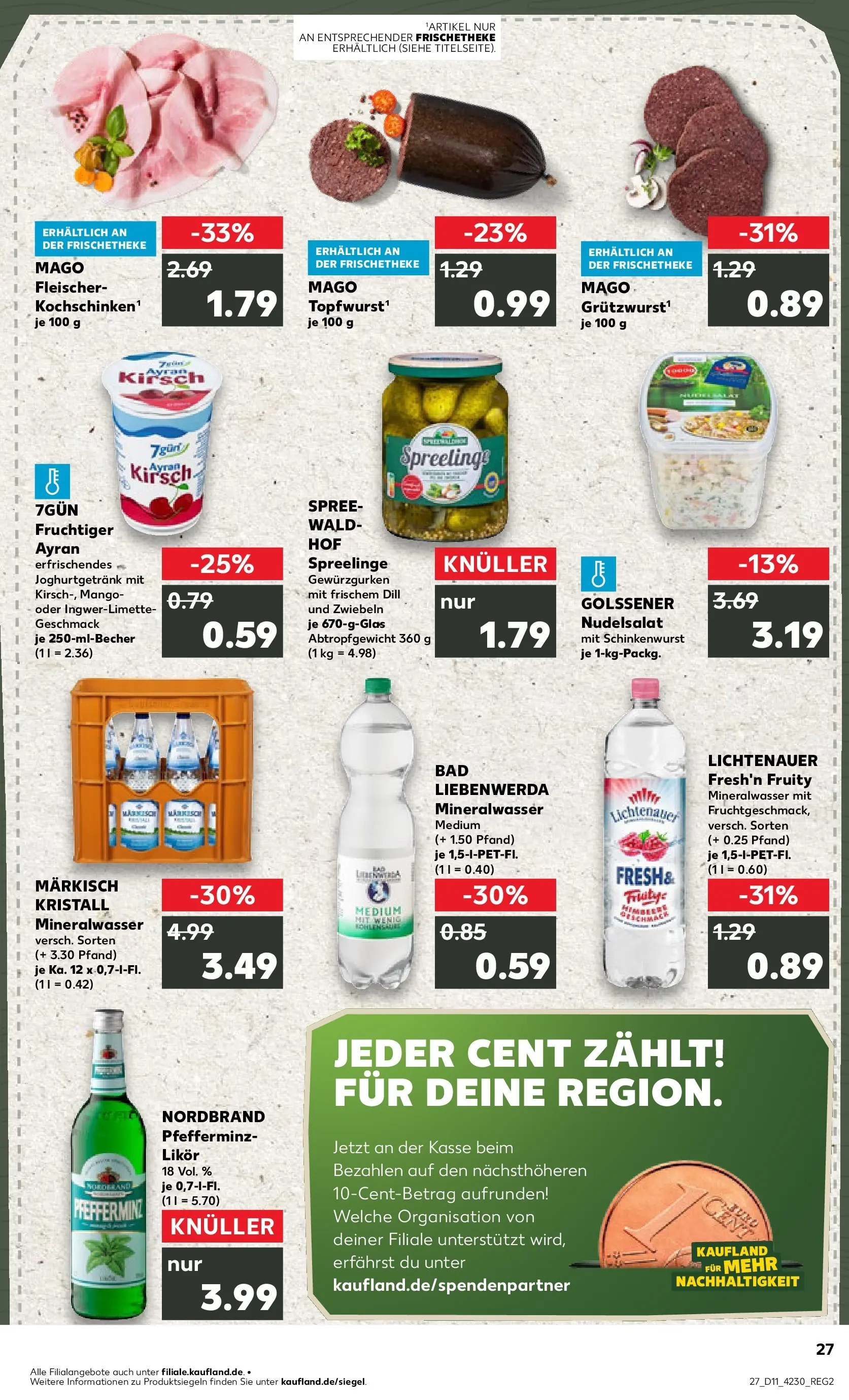 Prospekt Kaufland ab 11.03.2026 » Angebote Online zum Blättern | Seite: 27 | Produkte: Likör, Bad, Mineralwasser, Zwiebeln