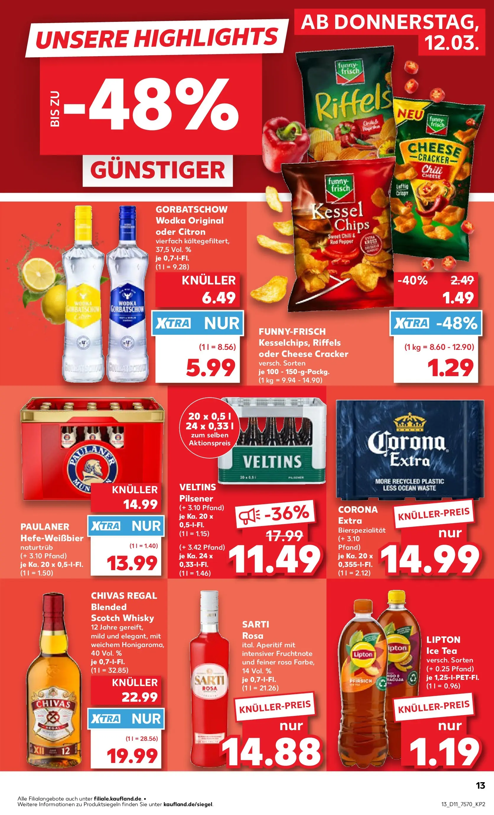 Prospekt Kaufland ab 09.03.2026 » Angebote Online zum Blättern | Seite: 25 | Produkte: Whisky, Pfirsich, Vodka, Paulaner