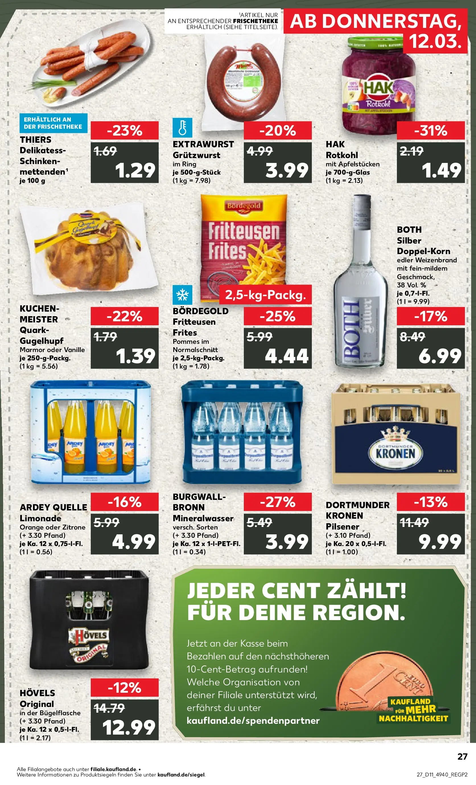 Prospekt Kaufland ab 12.03.2026 » Angebote Online zum Blättern | Seite: 27 | Produkte: Pommes, Limonade, Zitrone, Schinken