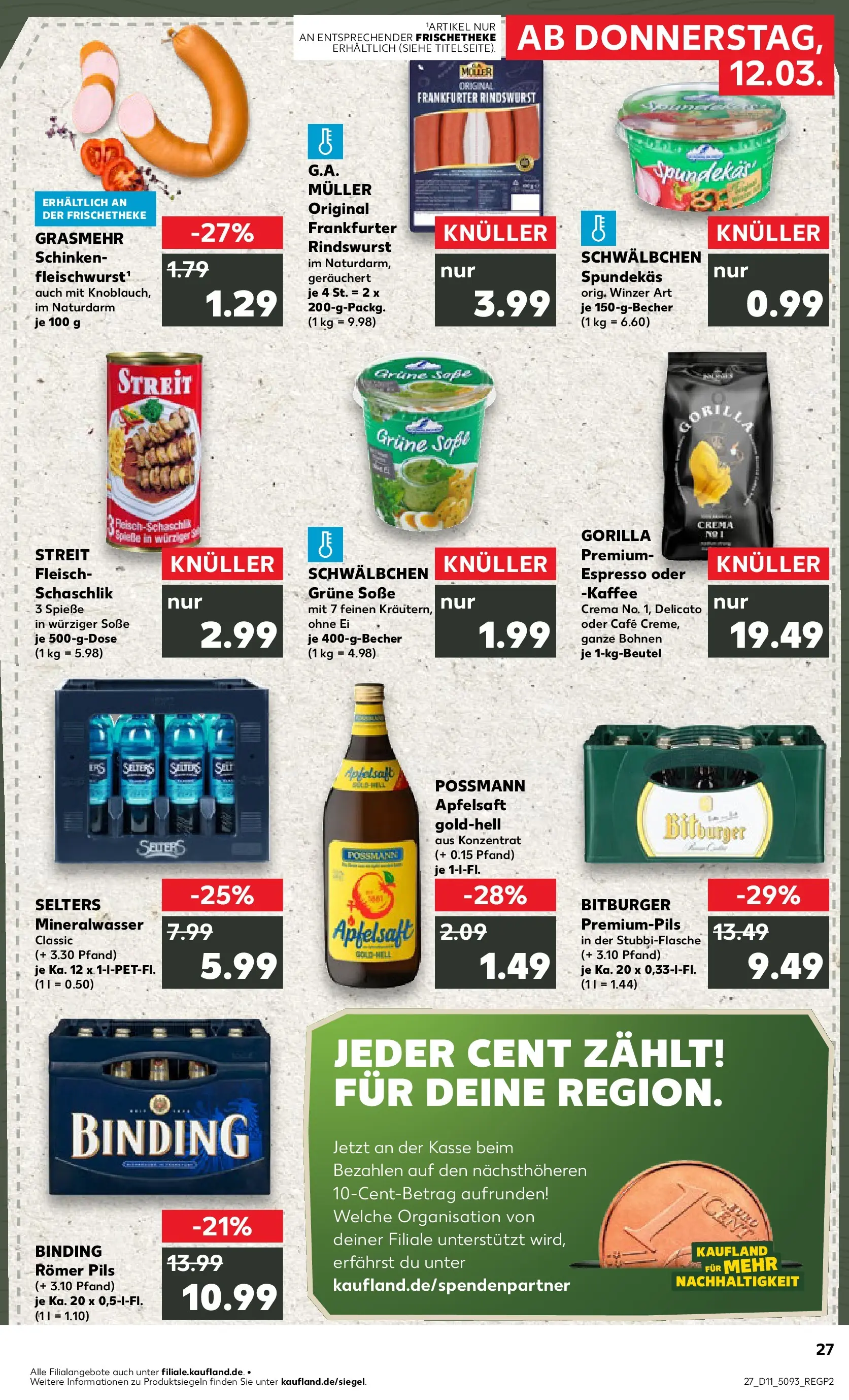 Prospekt Kaufland ab 12.03.2026 » Angebote Online zum Blättern | Seite: 27 | Produkte: Bitburger, Kaffee, Apfelsaft, Apple