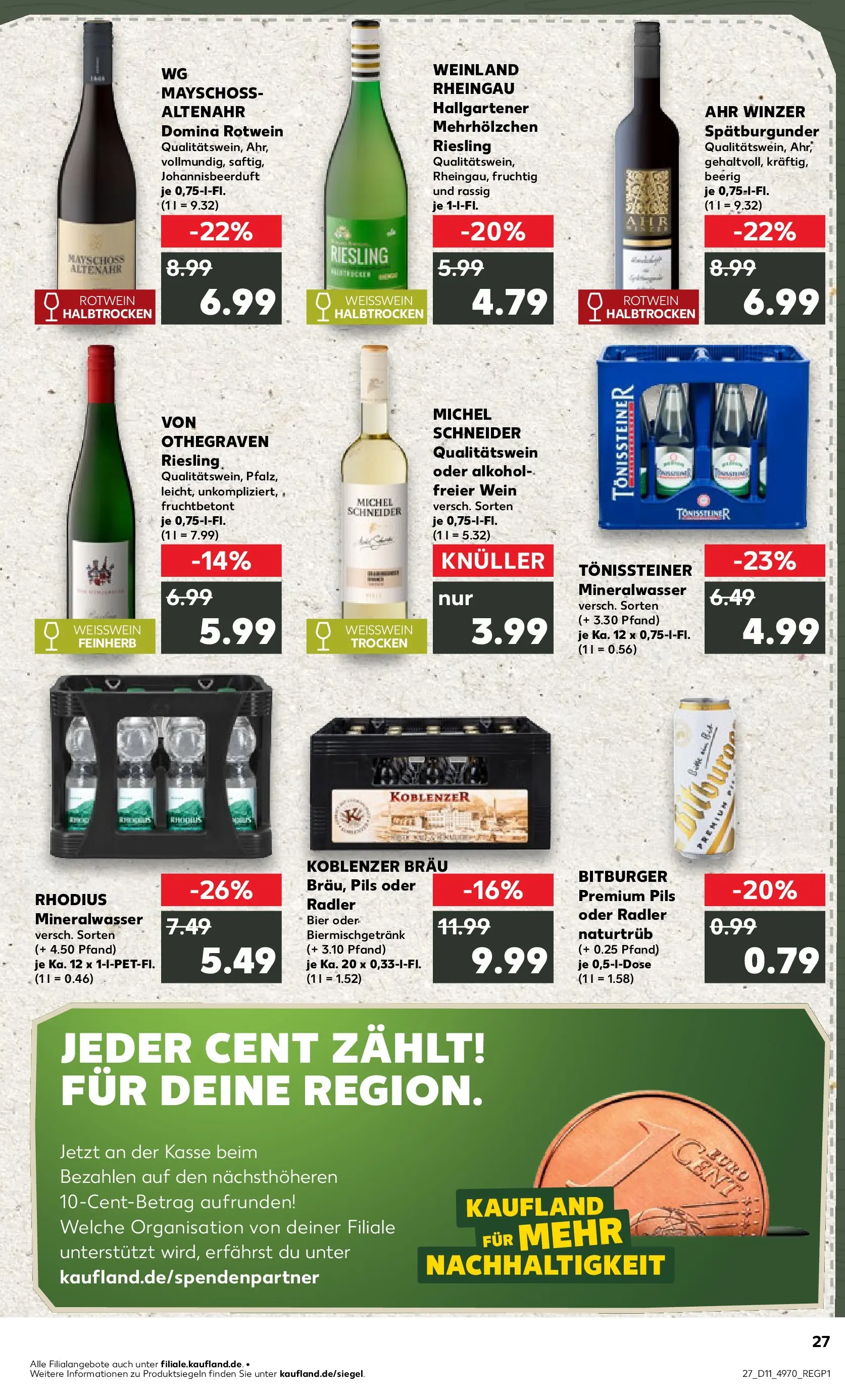 Prospekt Kaufland ab 12.03.2026 » Angebote Online zum Blättern | Seite: 27 | Produkte: Weißwein, Rotwein, Radler, Wein