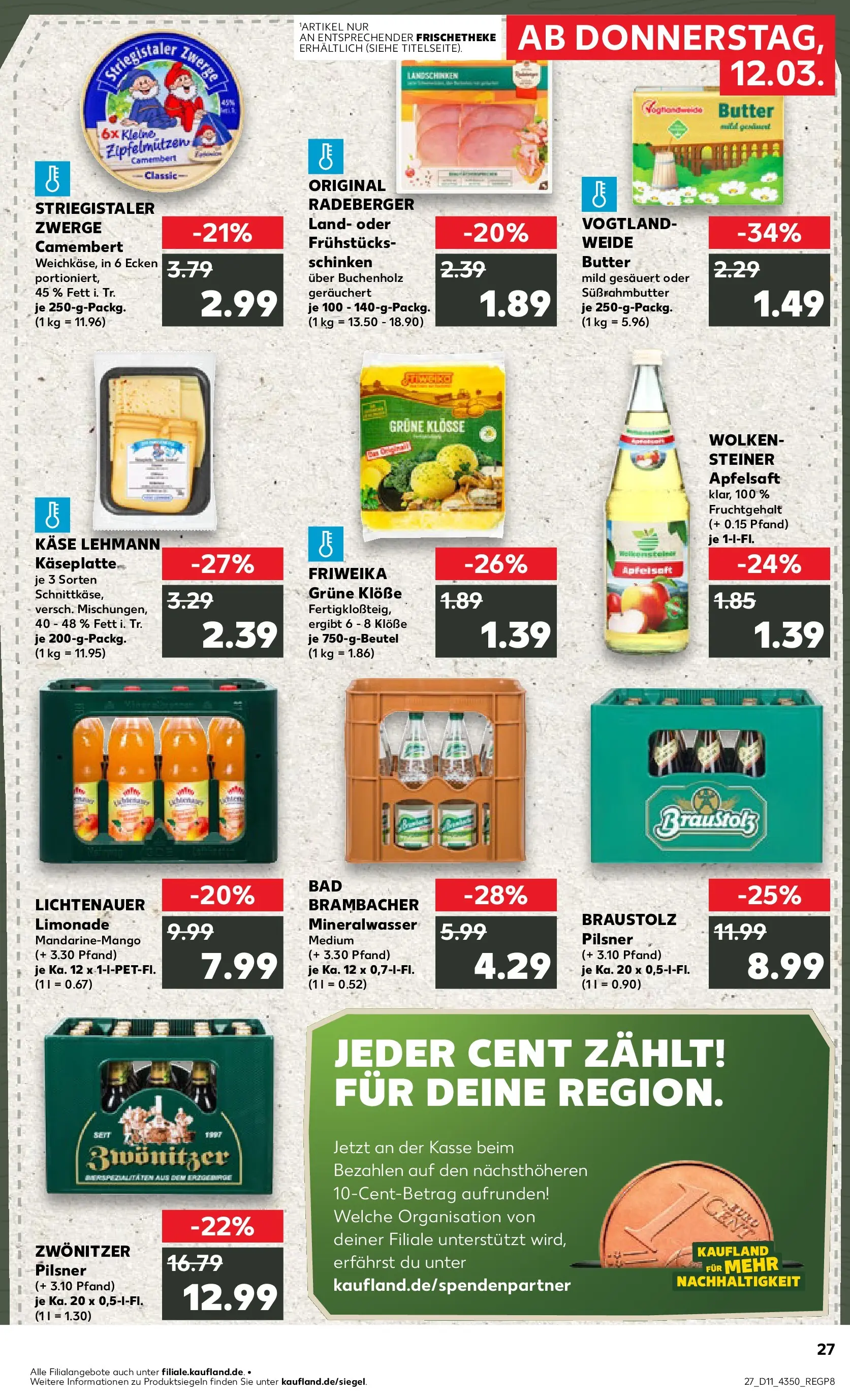 Prospekt Kaufland ab 12.03.2026 » Angebote Online zum Blättern | Seite: 27 | Produkte: Butter, Apfelsaft, Apple, Schinken