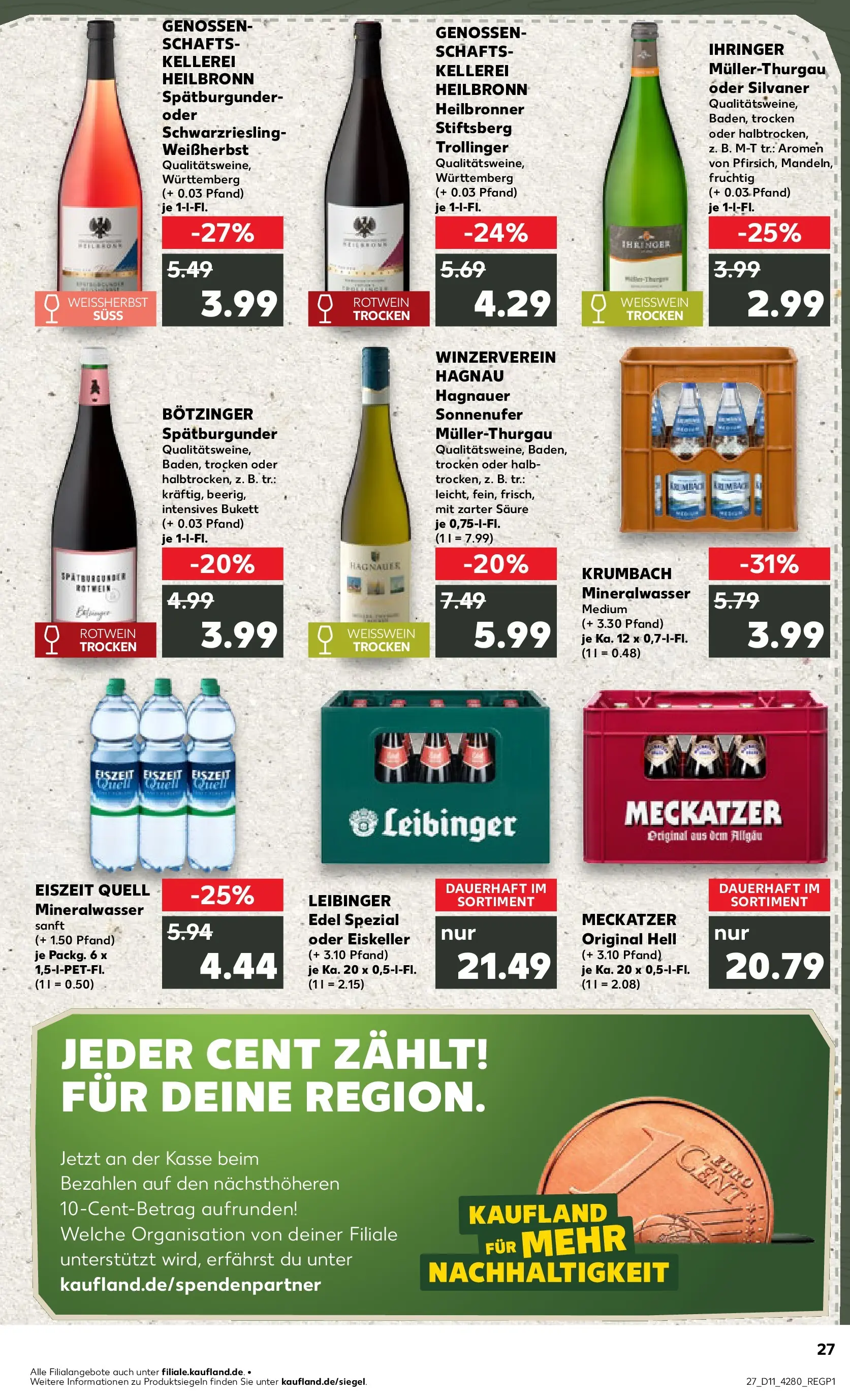 Prospekt Kaufland ab 09.03.2026 » Angebote Online zum Blättern | Seite: 39 | Produkte: Weißwein, Rotwein, Mineralwasser