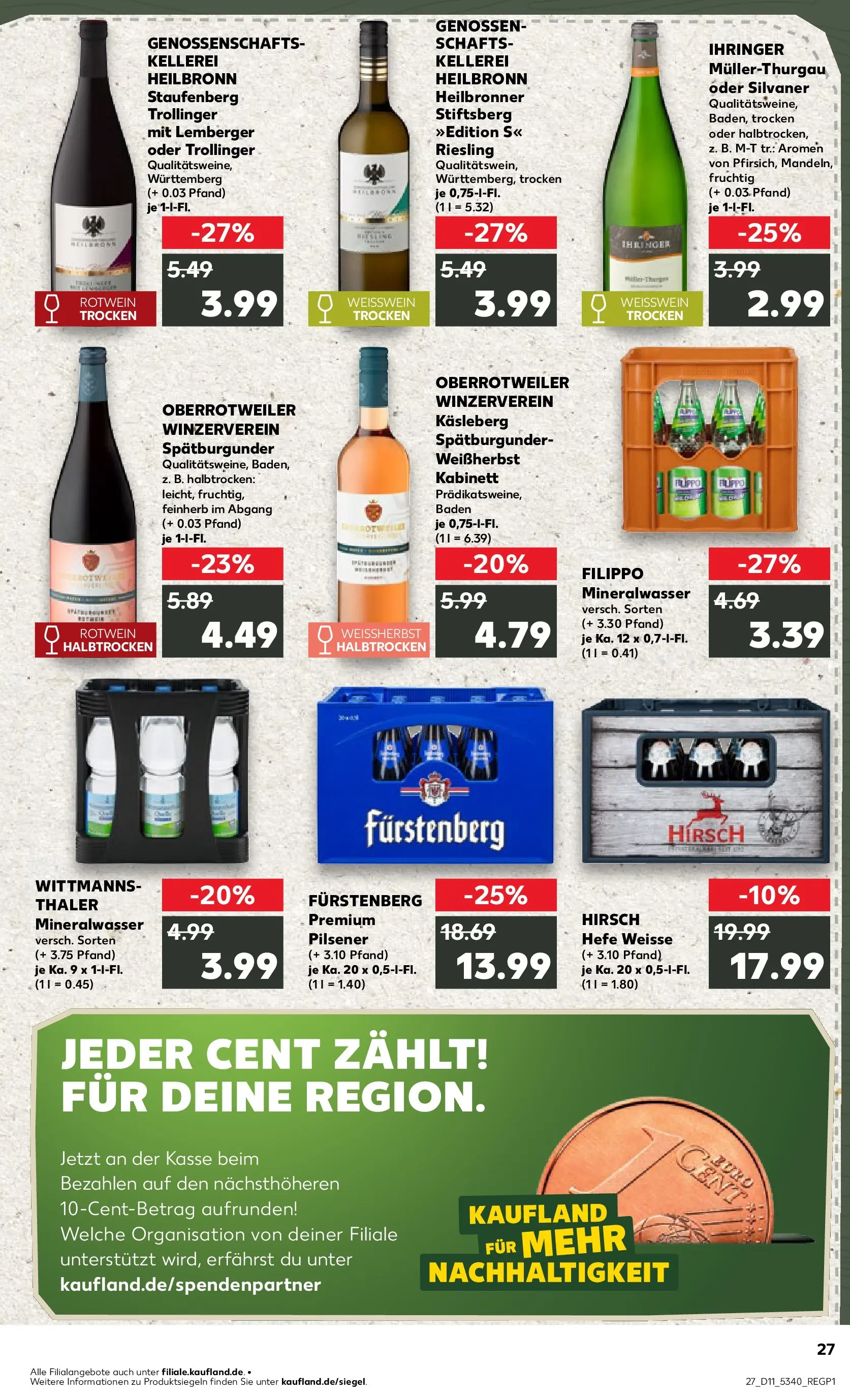 Prospekt Kaufland ab 12.03.2026 » Angebote Online zum Blättern | Seite: 27 | Produkte: Weißwein, Rotwein, Mineralwasser