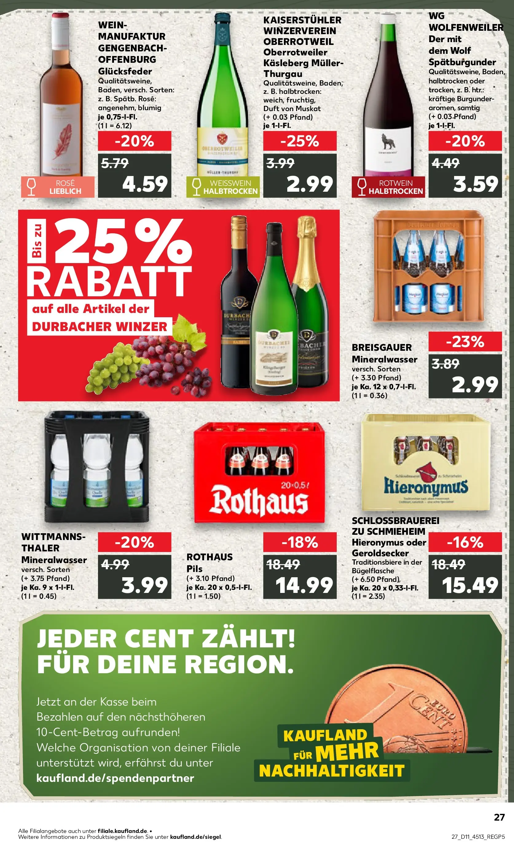 Prospekt Kaufland ab 09.03.2026 » Angebote Online zum Blättern | Seite: 39 | Produkte: Weißwein, Rotwein halbtrocken, Duft, Mineralwasser