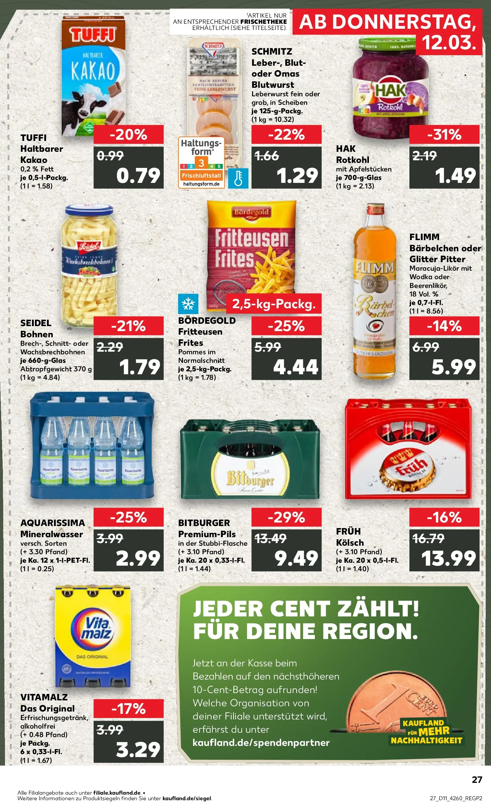 Prospekt Kaufland ab 09.03.2026 » Angebote Online zum Blättern | Seite: 39 | Produkte: Rotkohl, Pommes, Mineralwasser, Wodka