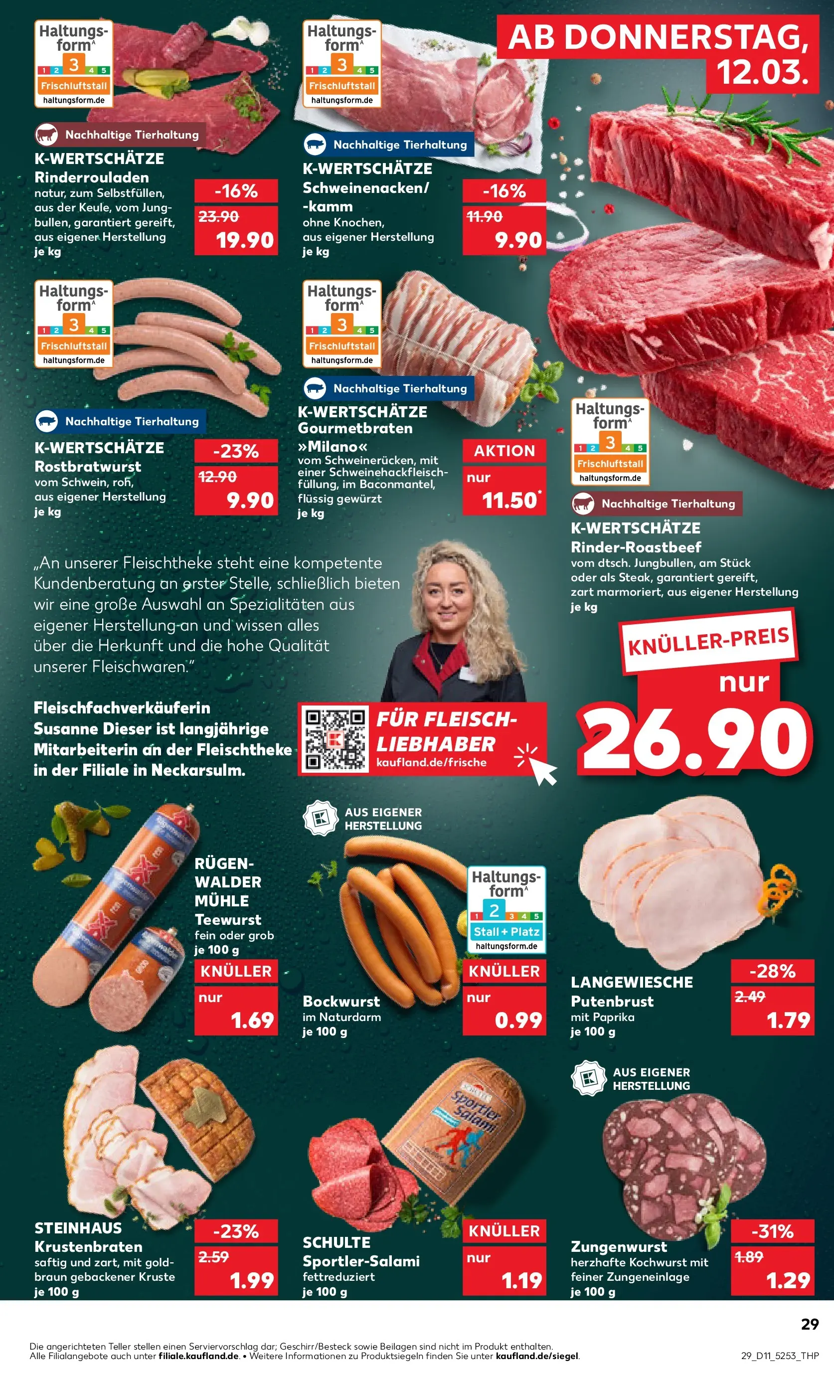 Prospekt Kaufland ab 12.03.2026 » Angebote Online zum Blättern | Seite: 37 | Produkte: Rinderrouladen, Bockwurst, Paprika, Salami