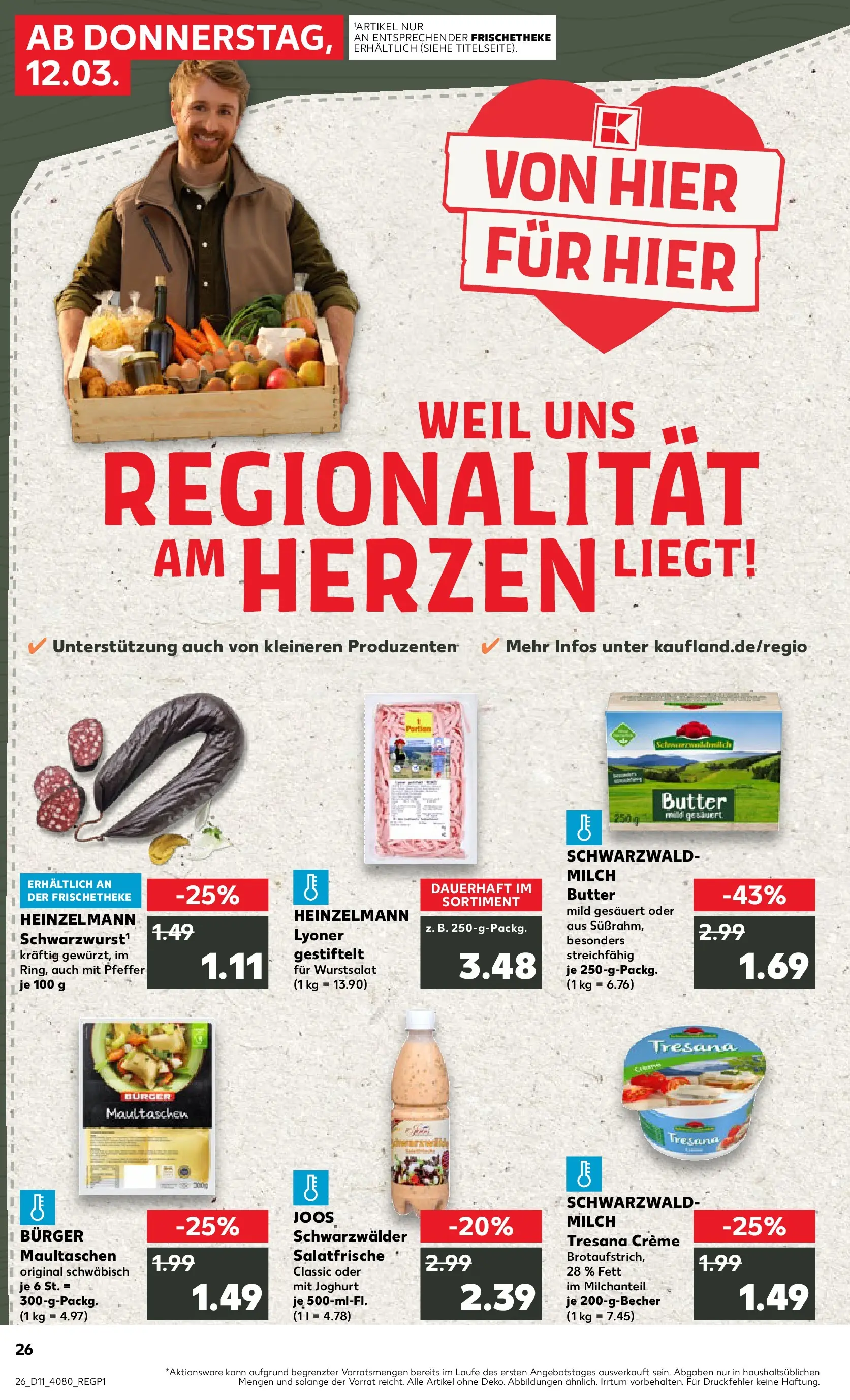 Prospekt Kaufland ab 12.03.2026 » Angebote Online zum Blättern | Seite: 26 | Produkte: Milch, Burger, Creme, Maultaschen