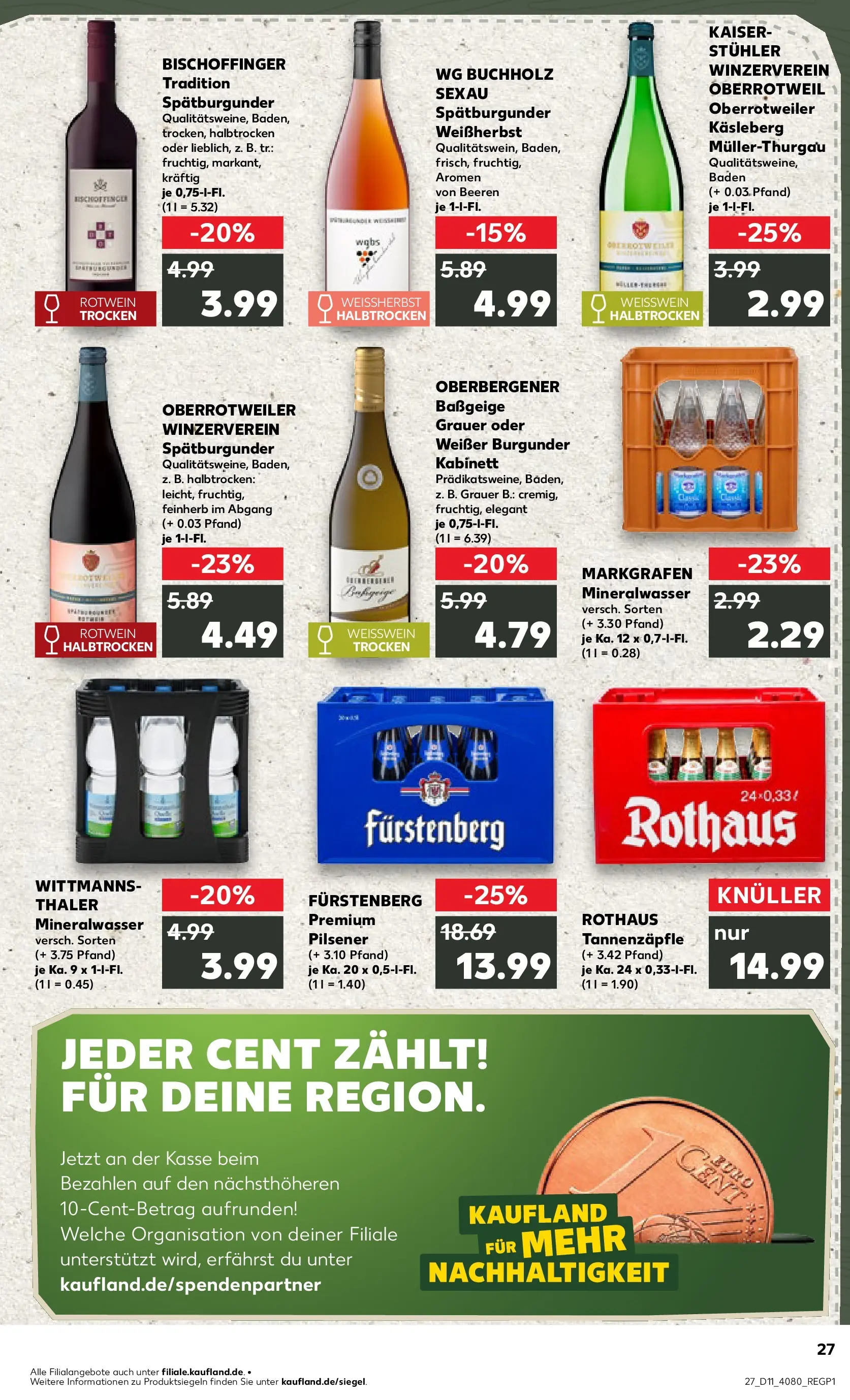 Prospekt Kaufland ab 12.03.2026 » Angebote Online zum Blättern | Seite: 27 | Produkte: Weißwein, Rotwein, Mineralwasser