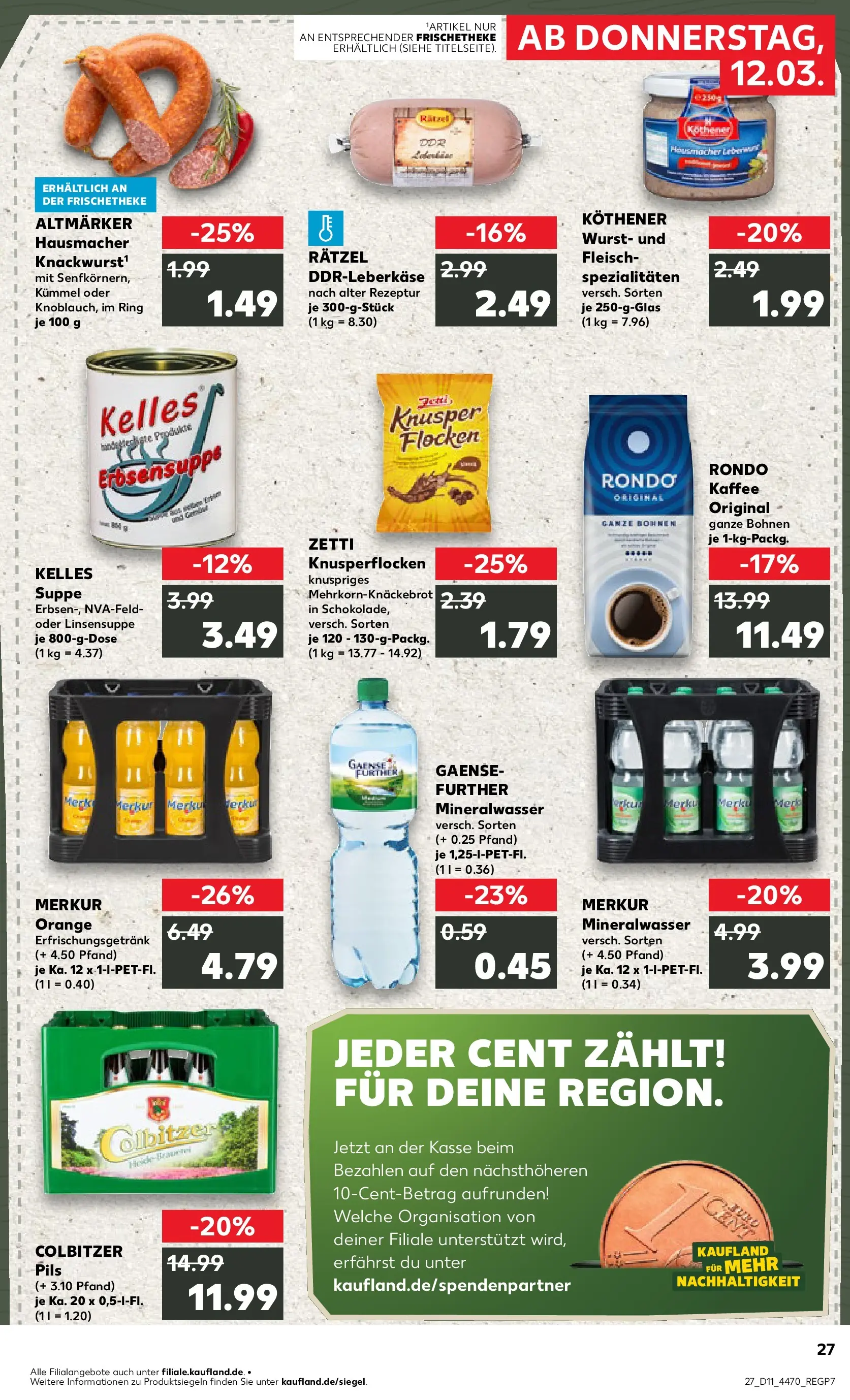 Prospekt Kaufland ab 12.03.2026 » Angebote Online zum Blättern | Seite: 27 | Produkte: Kaffee, Schokolade, Pils, Wurst