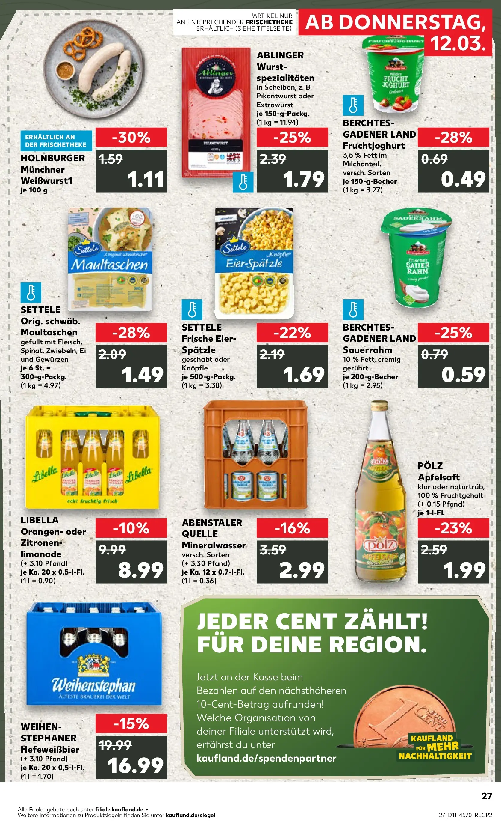 Prospekt Kaufland ab 12.03.2026 » Angebote Online zum Blättern | Seite: 27 | Produkte: Limonade, Apple, Maultaschen, Sauerrahm