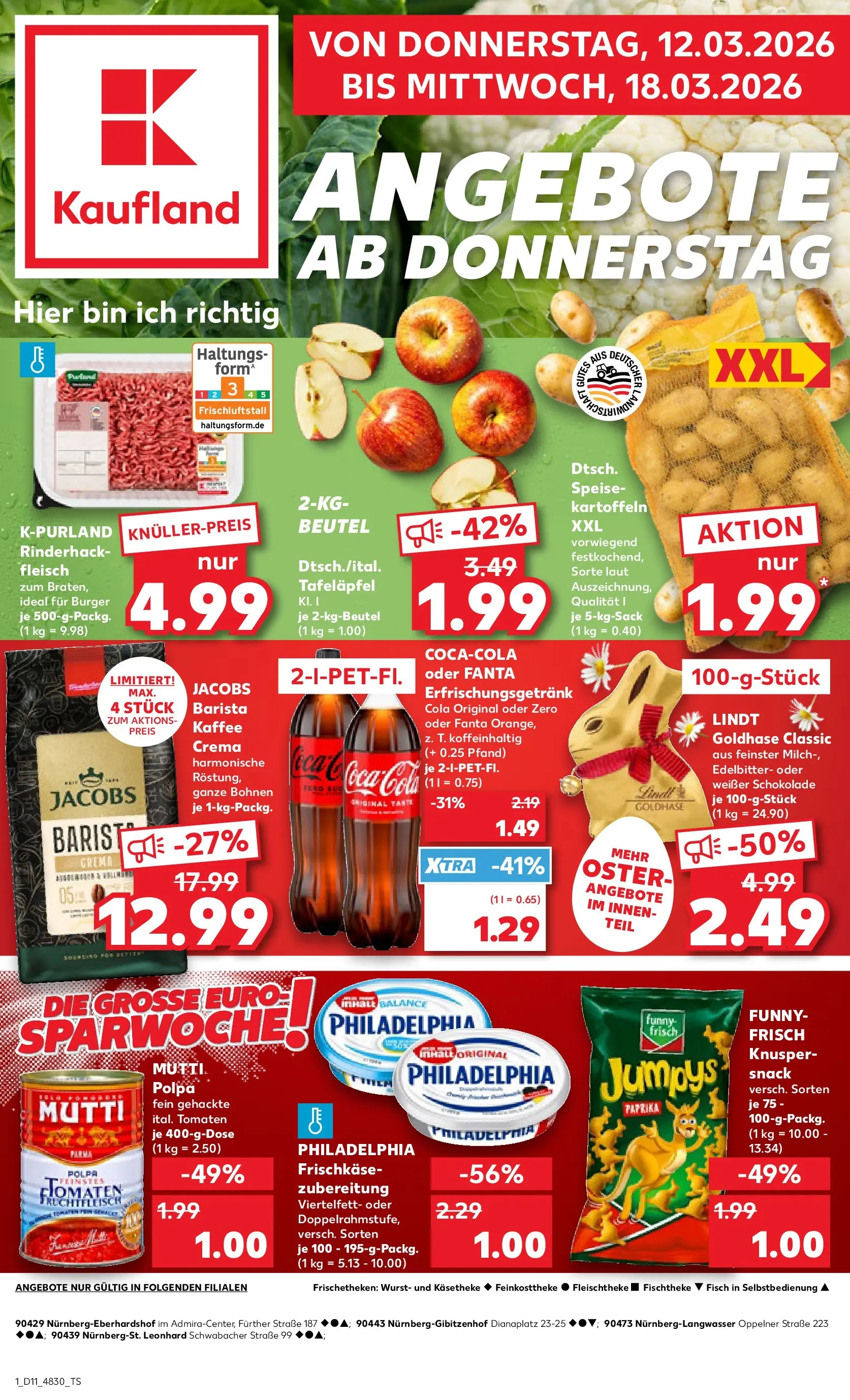 Prospekt Kaufland ab 09.03.2026 » Angebote Online zum Blättern | Seite: 13 | Produkte: Milch, Philadelphia, Burger, Tomaten