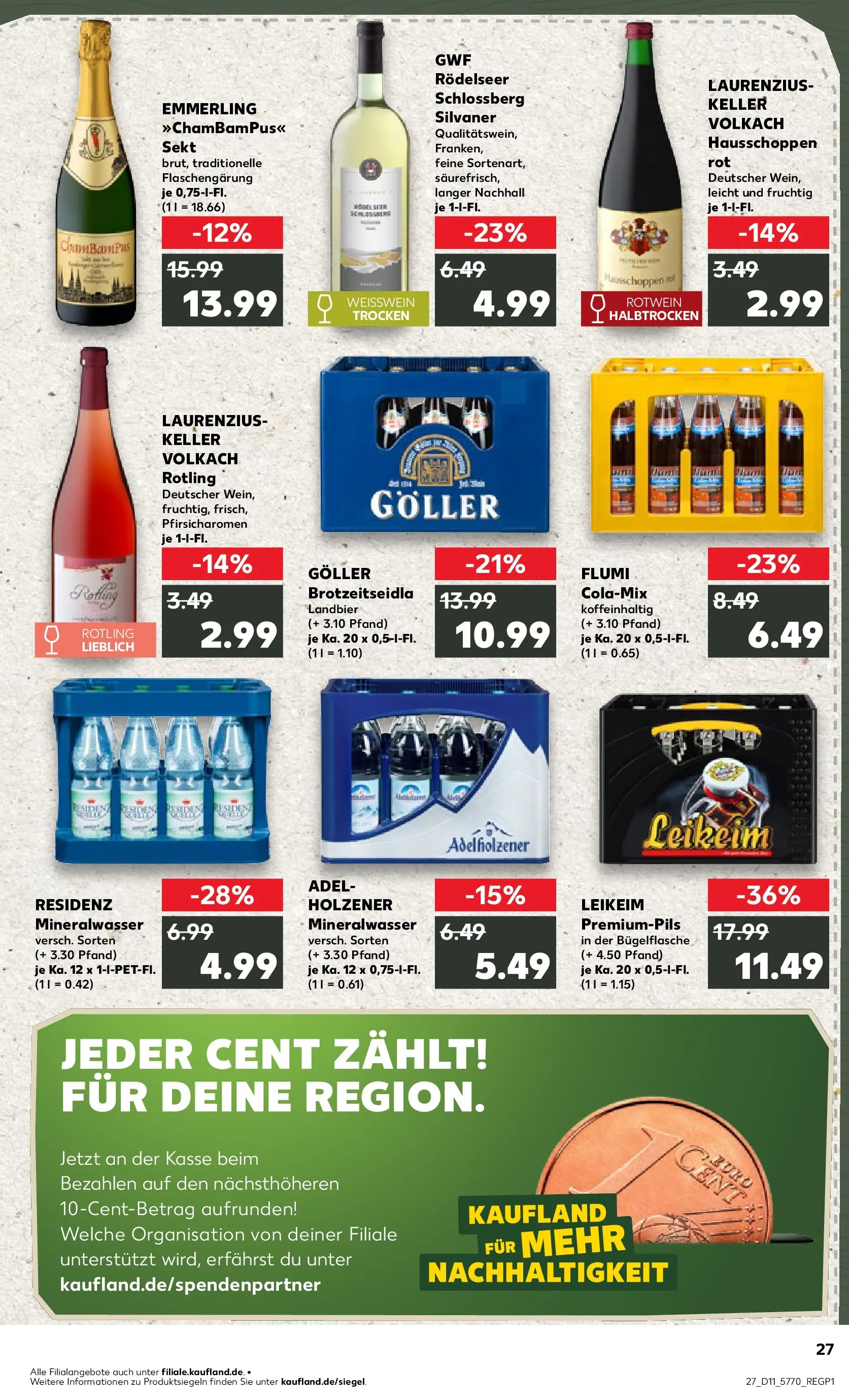 Prospekt Kaufland ab 09.03.2026 » Angebote Online zum Blättern | Seite: 39 | Produkte: Rotwein, Sekt, Adelholzener, Mineralwasser