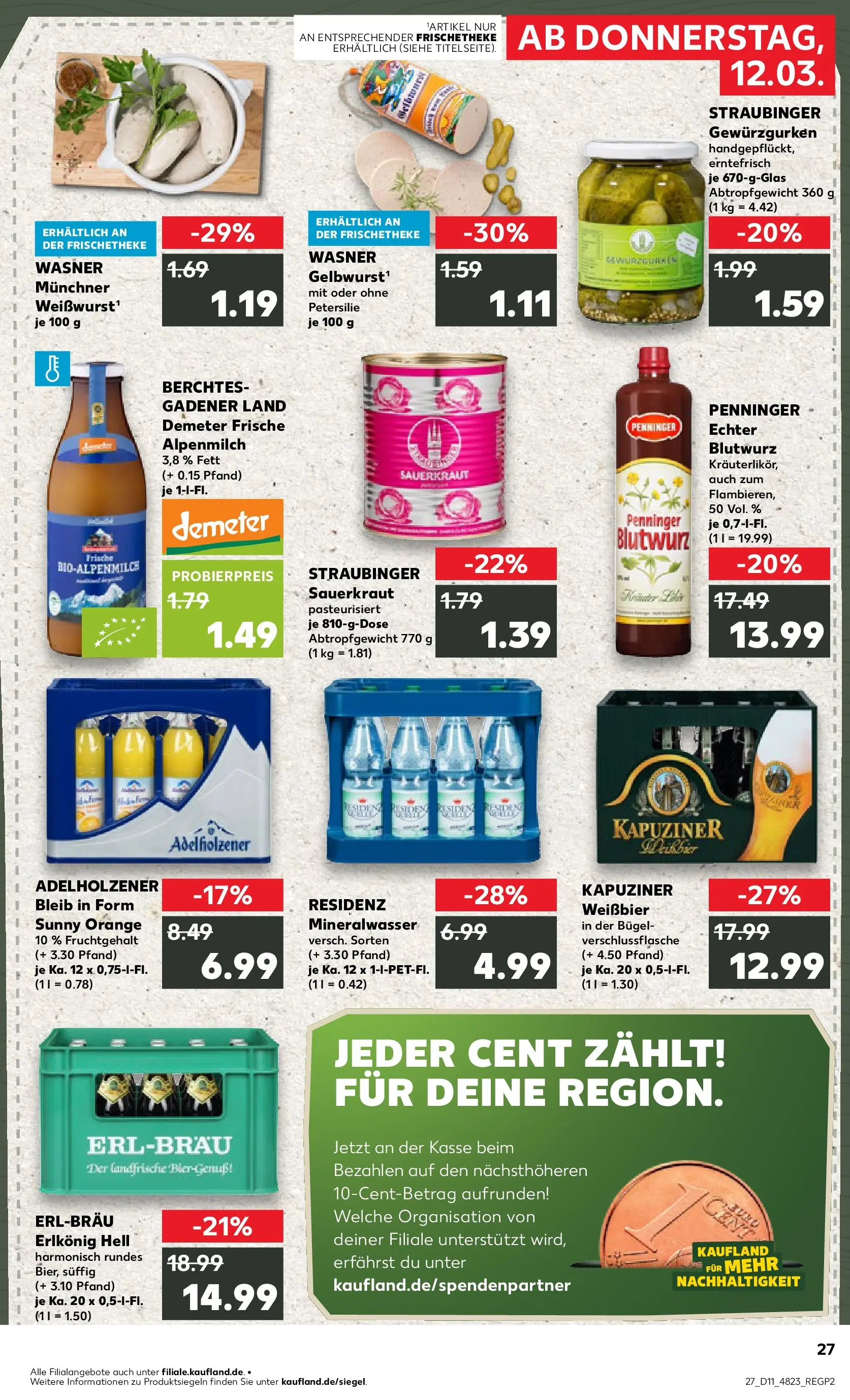 Prospekt Kaufland ab 09.03.2026 » Angebote Online zum Blättern | Seite: 39 | Produkte: Weißbier, Adelholzener, Mineralwasser, Petersilie