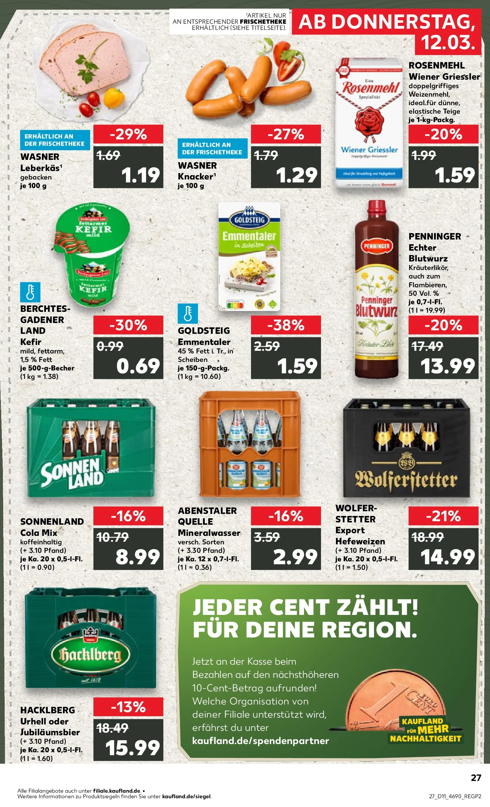 Prospekt Kaufland ab 09.03.2026 » Angebote Online zum Blättern | Seite: 39 | Produkte: Kefir, Cola, Mineralwasser