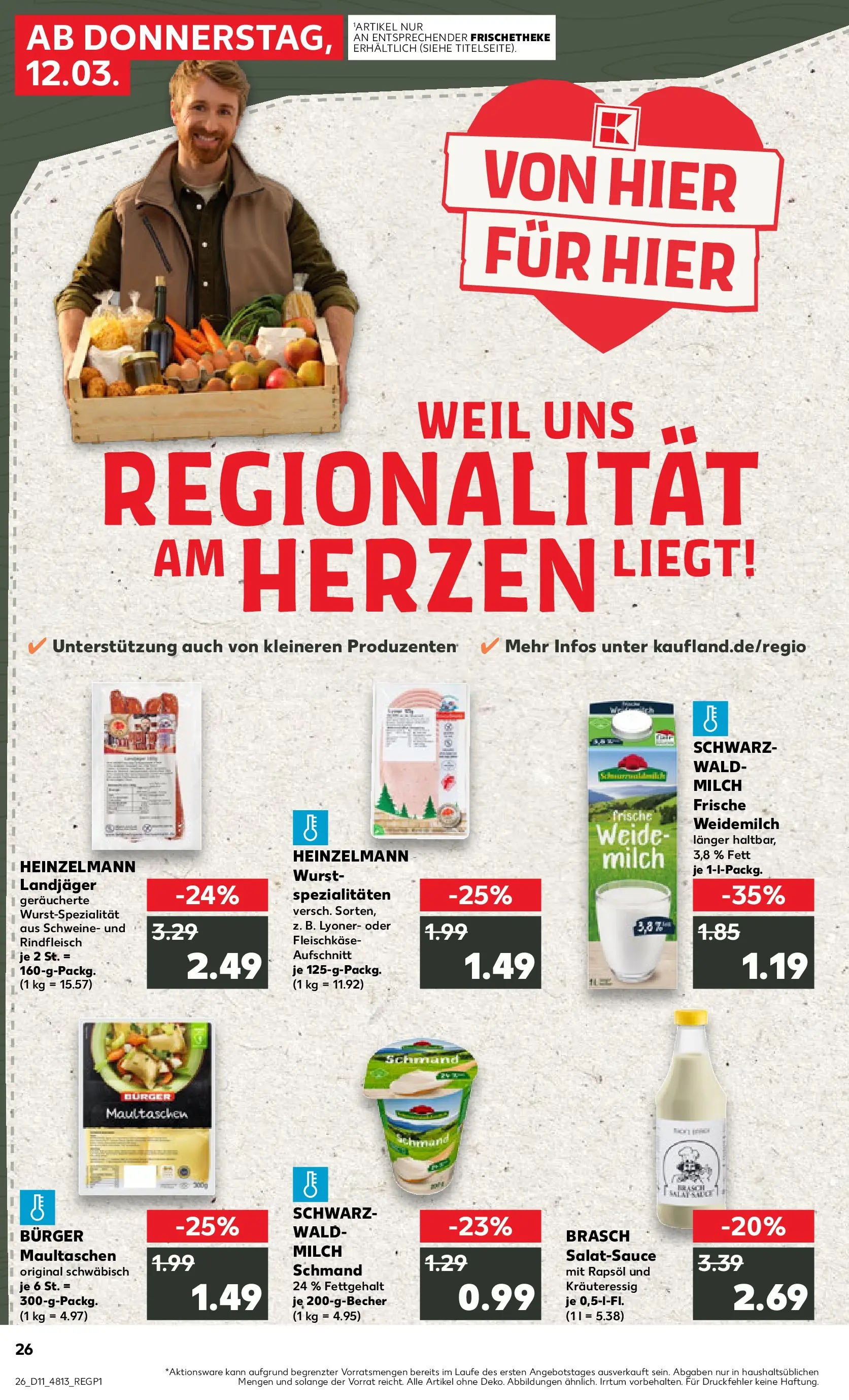 Prospekt Kaufland ab 12.03.2026 » Angebote Online zum Blättern | Seite: 26 | Produkte: Milch, Rapsöl, Dressing, Rindfleisch