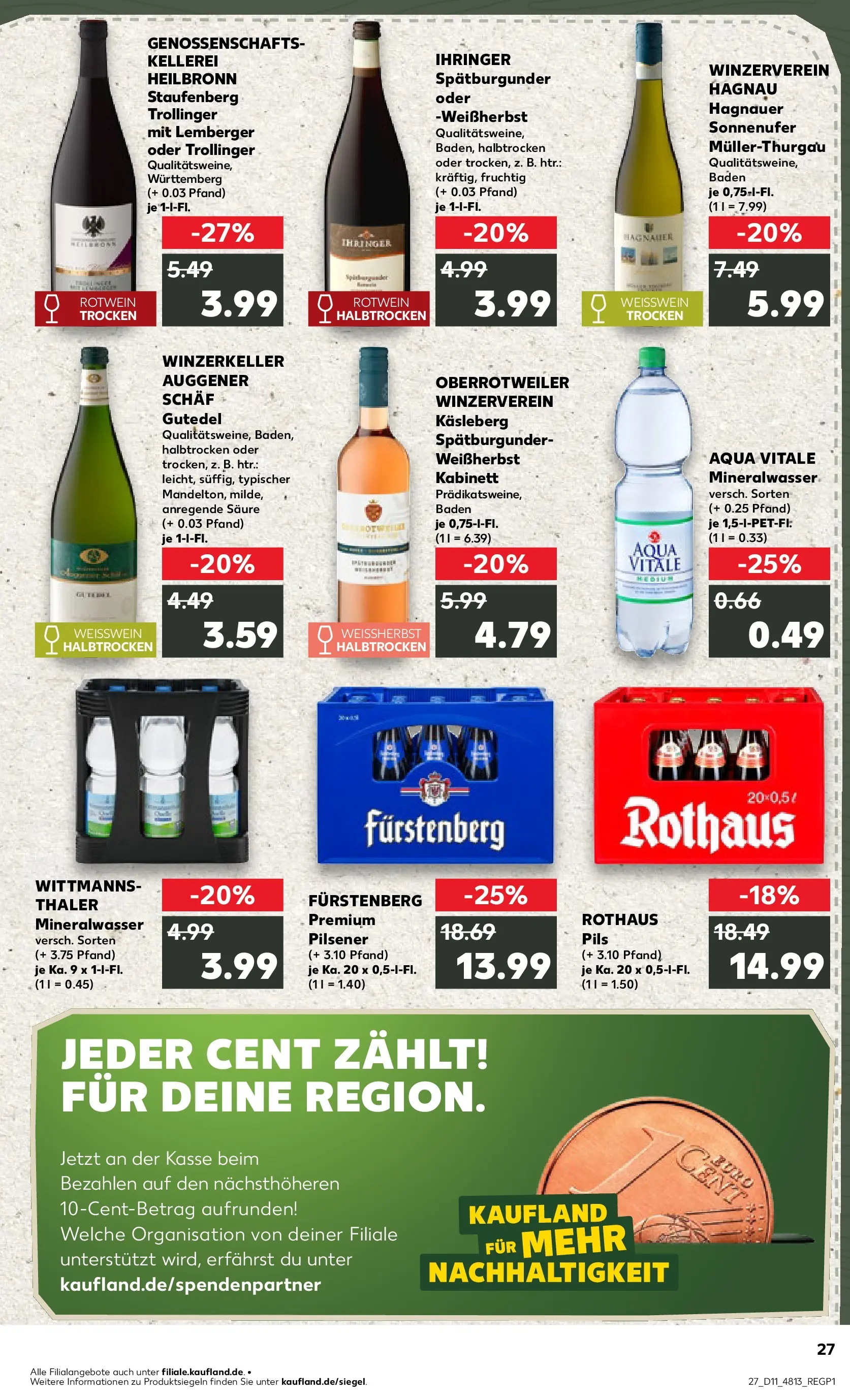 Prospekt Kaufland ab 12.03.2026 » Angebote Online zum Blättern | Seite: 27 | Produkte: Weißwein, Rotwein, Pils, Mineralwasser