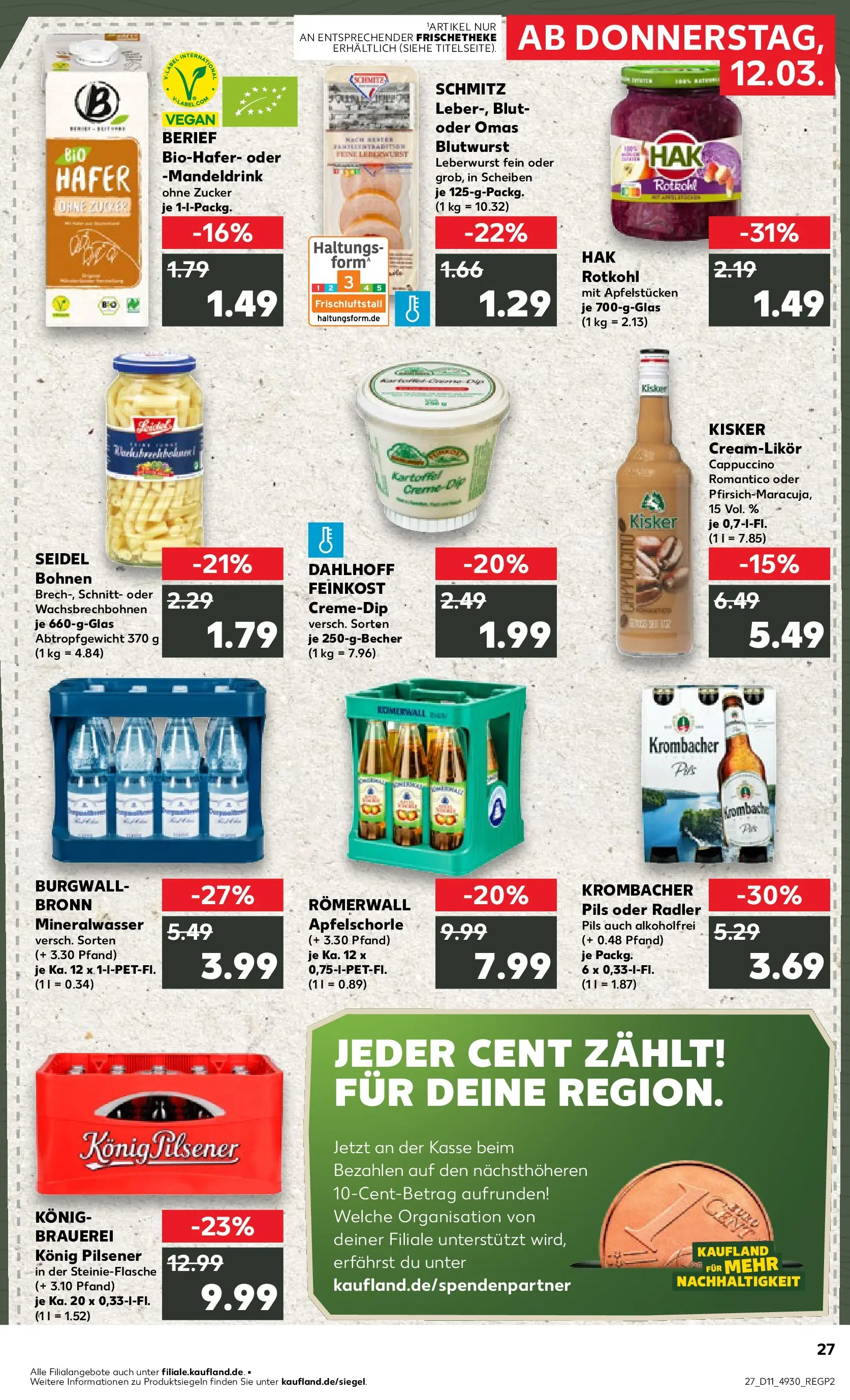 Prospekt Kaufland ab 12.03.2026 » Angebote Online zum Blättern | Seite: 27 | Produkte: Konig pilsener, Rotkohl, Radler, Zucker
