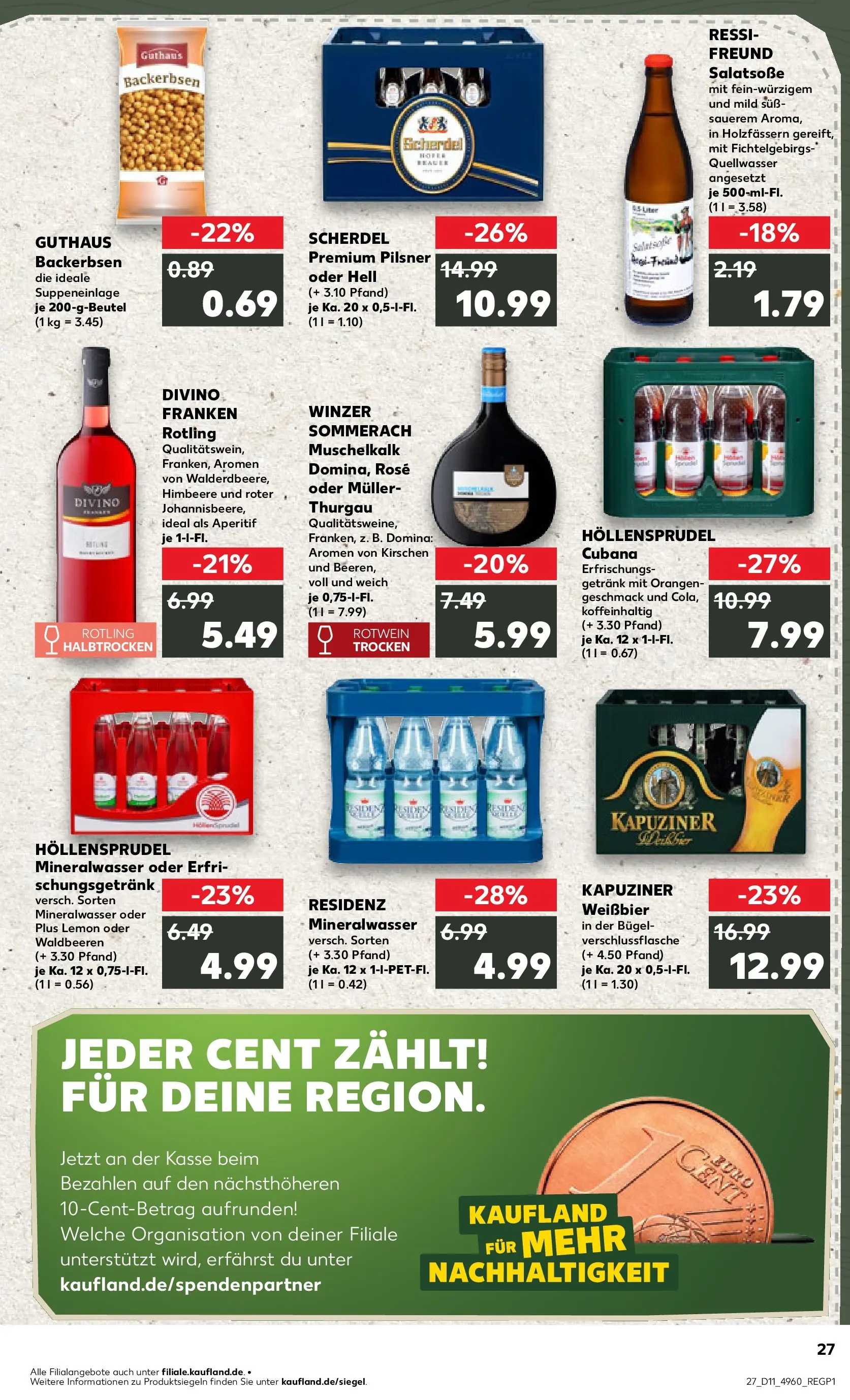 Prospekt Kaufland ab 12.03.2026 » Angebote Online zum Blättern | Seite: 27 | Produkte: Weißbier, Rotwein, Mineralwasser, Himbeere
