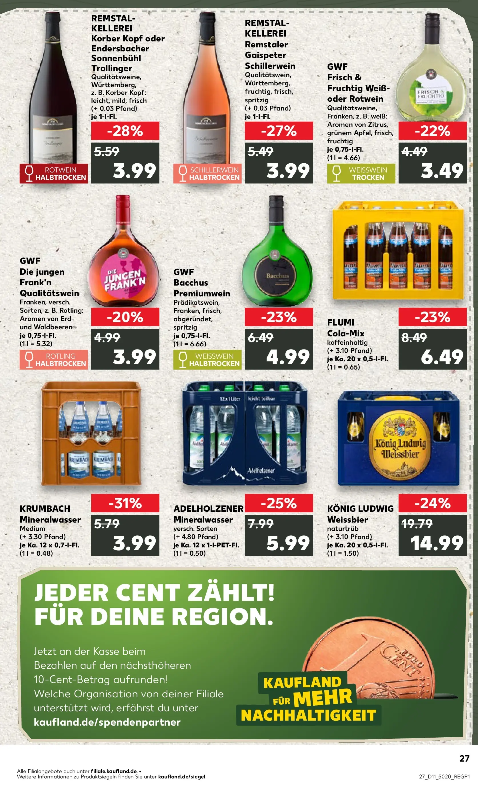 Prospekt Kaufland ab 09.03.2026 » Angebote Online zum Blättern | Seite: 39 | Produkte: Weißwein, Weißbier, Rotwein, Adelholzener