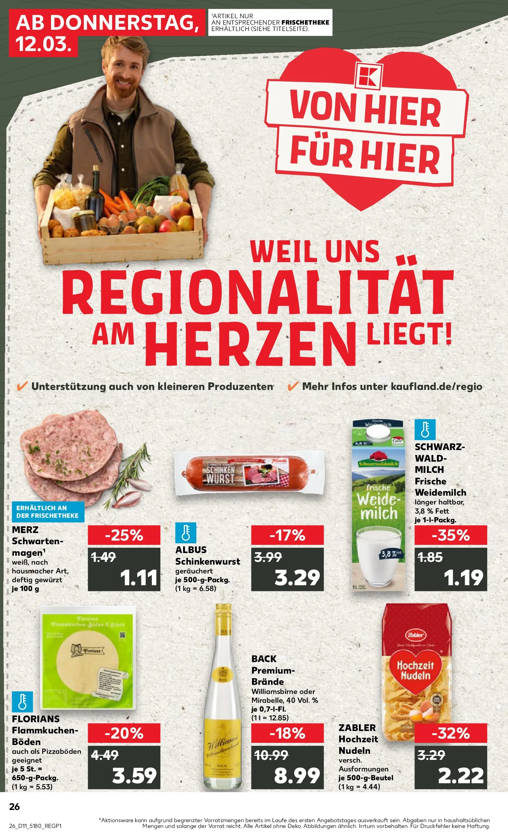 Prospekt Kaufland ab 09.03.2026 » Angebote Online zum Blättern | Seite: 38 | Produkte: Milch, Wurst, Pasta, Nudeln
