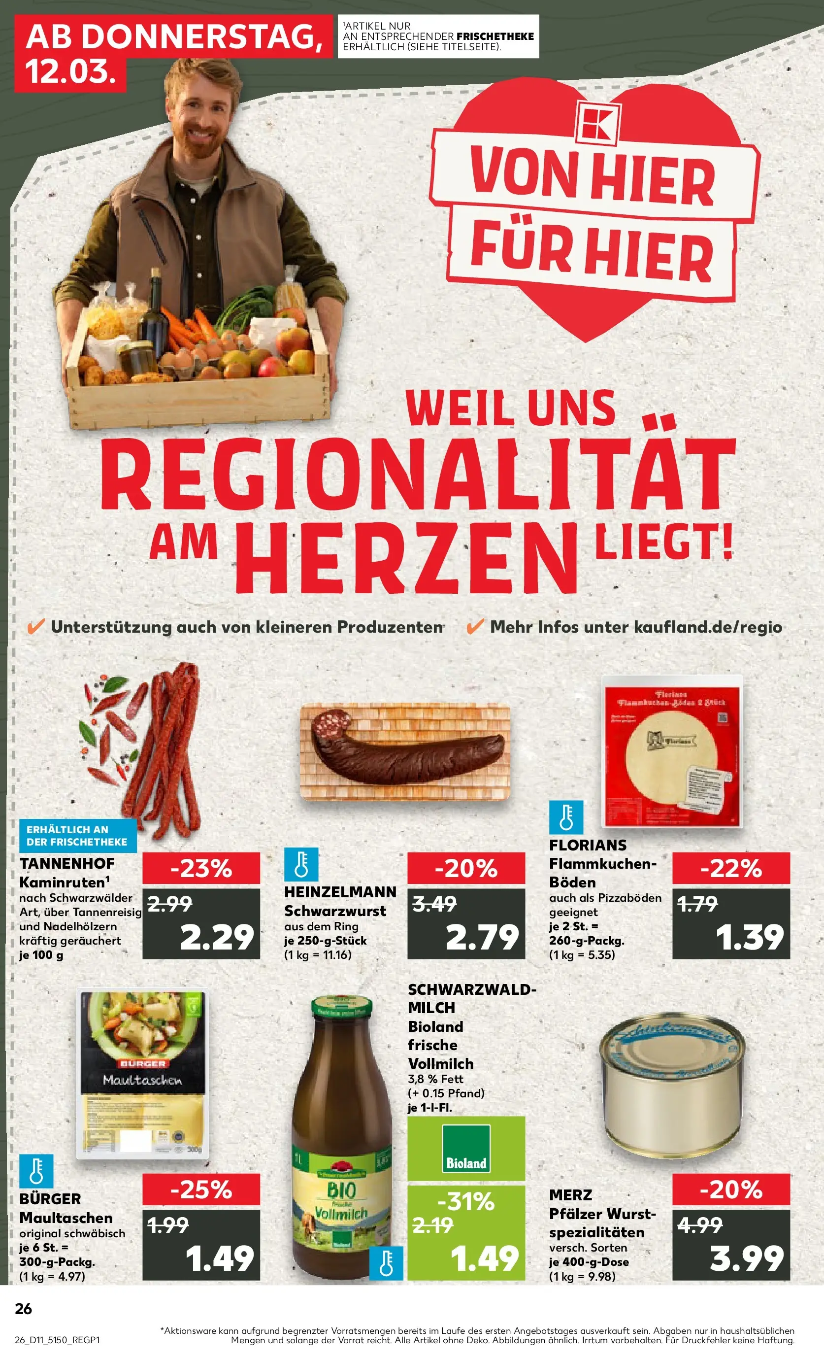Prospekt Kaufland ab 09.03.2026 » Angebote Online zum Blättern | Seite: 38 | Produkte: Milch, Burger, Wurst, Maultaschen