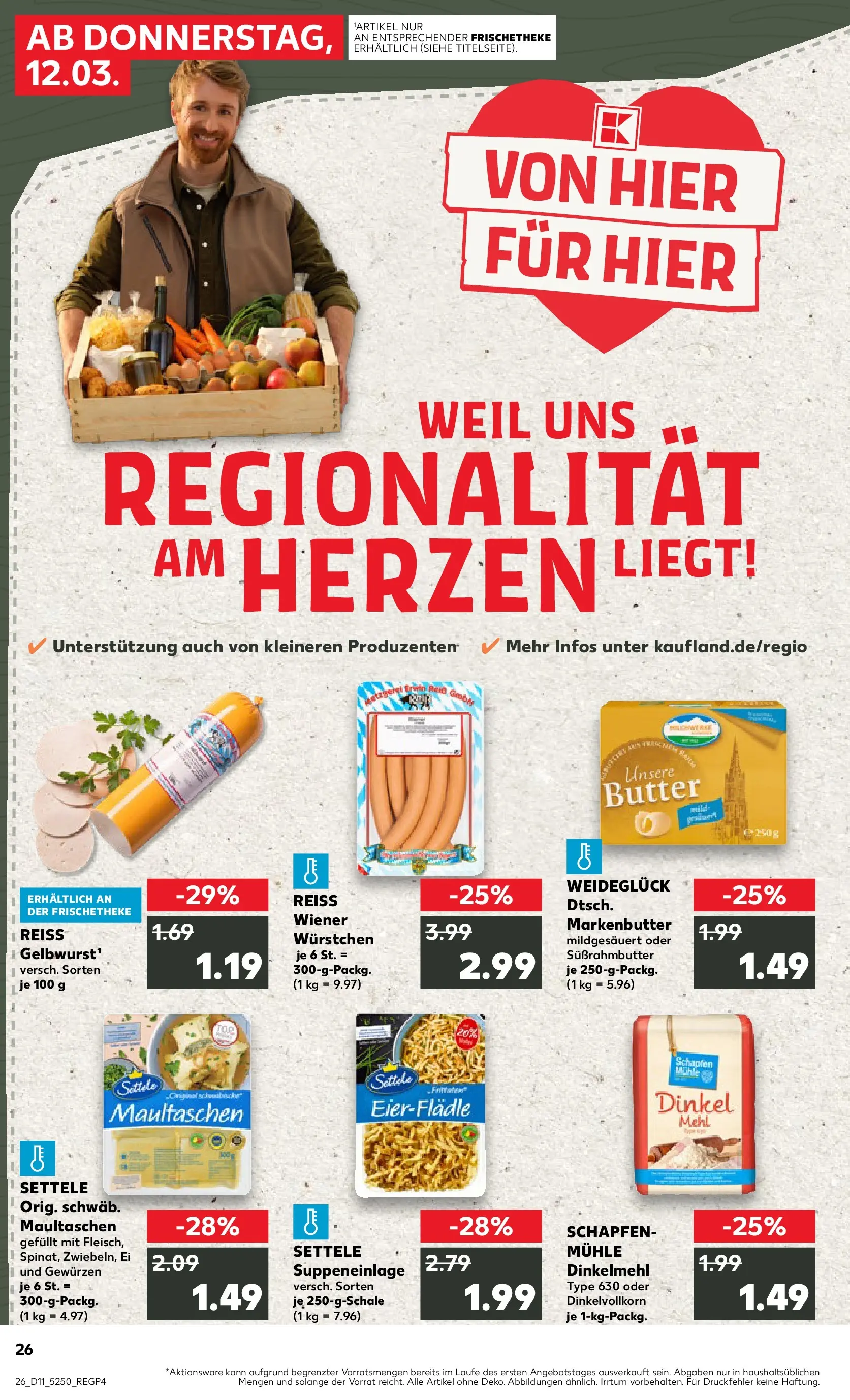 Prospekt Kaufland ab 09.03.2026 » Angebote Online zum Blättern | Seite: 38 | Produkte: Mühle, Wiener wurstchen, Mehl, Butter