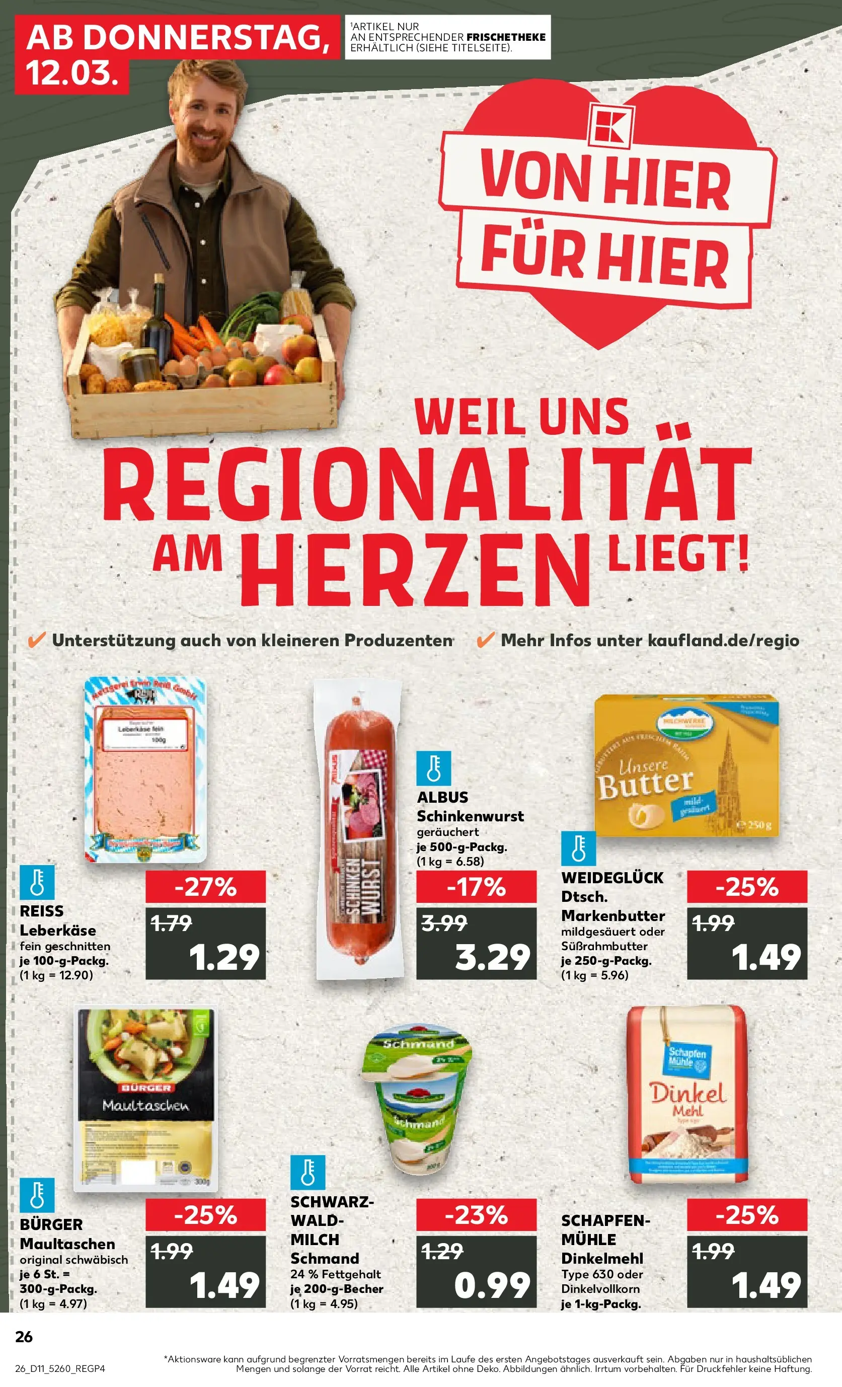 Prospekt Kaufland ab 09.03.2026 » Angebote Online zum Blättern | Seite: 38 | Produkte: Mehl, Burger, Wurst, Schinken
