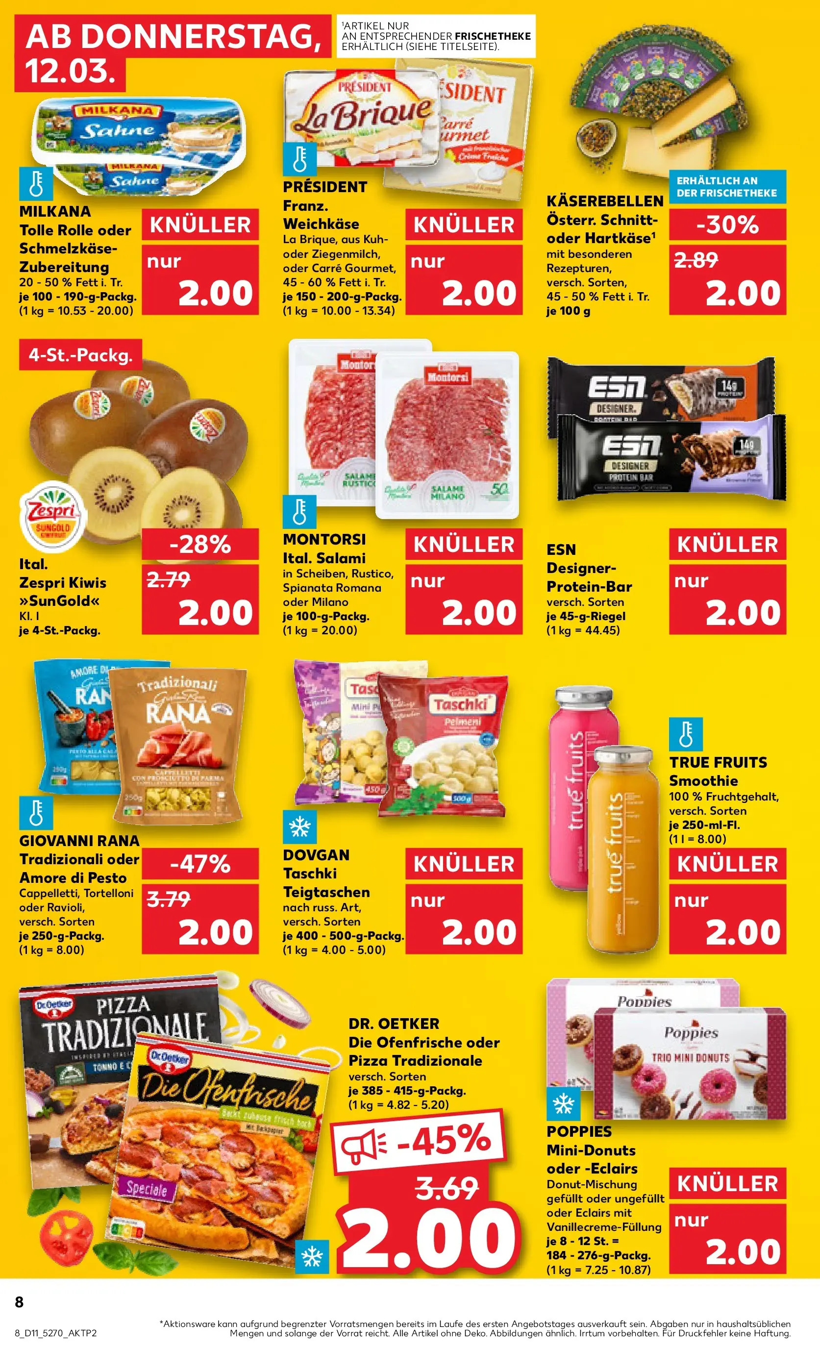 Prospekt Kaufland ab 12.03.2026 » Angebote Online zum Blättern | Seite: 8 | Produkte: Milkana, Pizza, Kiwi, Sahne