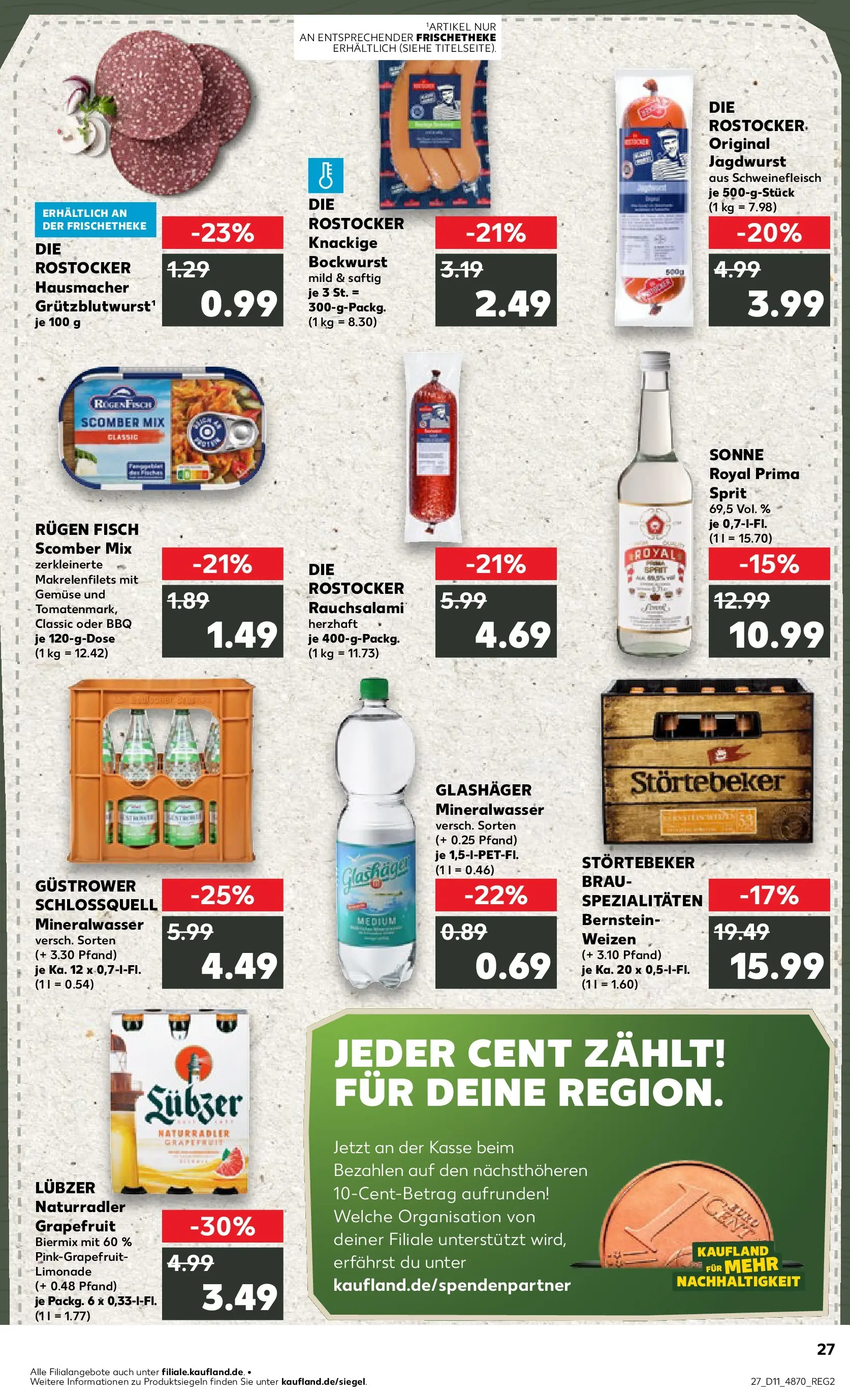 Prospekt Kaufland ab 12.03.2026 » Angebote Online zum Blättern | Seite: 27 | Produkte: Mineralwasser, Grapefruit, Gemüse, Lubzer