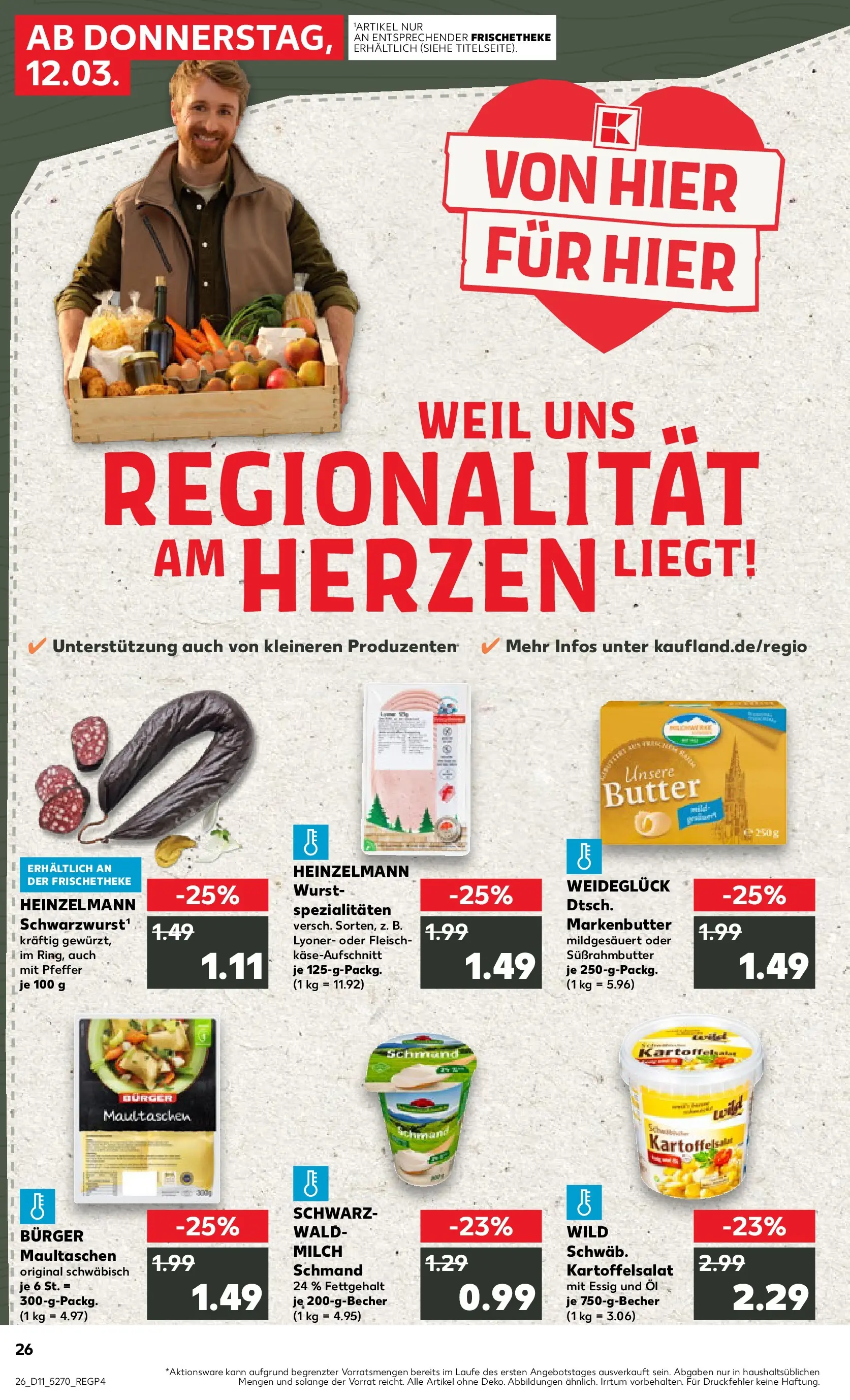 Prospekt Kaufland ab 12.03.2026 » Angebote Online zum Blättern | Seite: 26 | Produkte: Burger, Pfeffer, Maultaschen, Fleisch