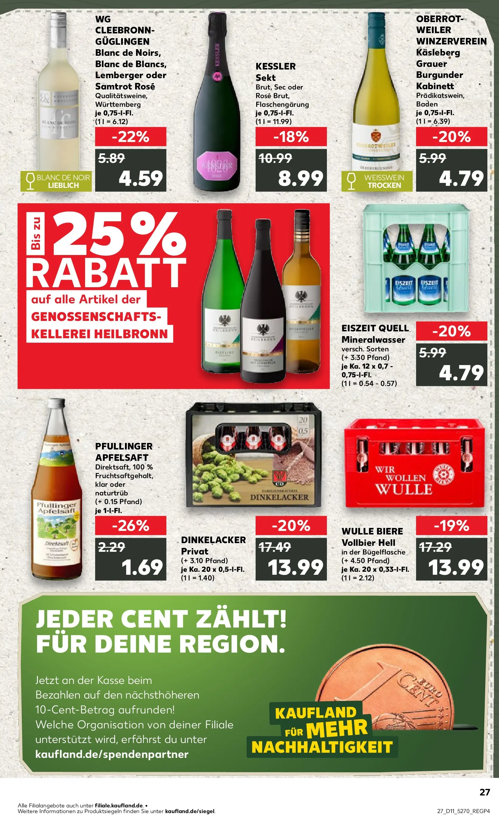 Prospekt Kaufland ab 12.03.2026 » Angebote Online zum Blättern | Seite: 27 | Produkte: Weißwein, Sekt, Apfelsaft, Mineralwasser