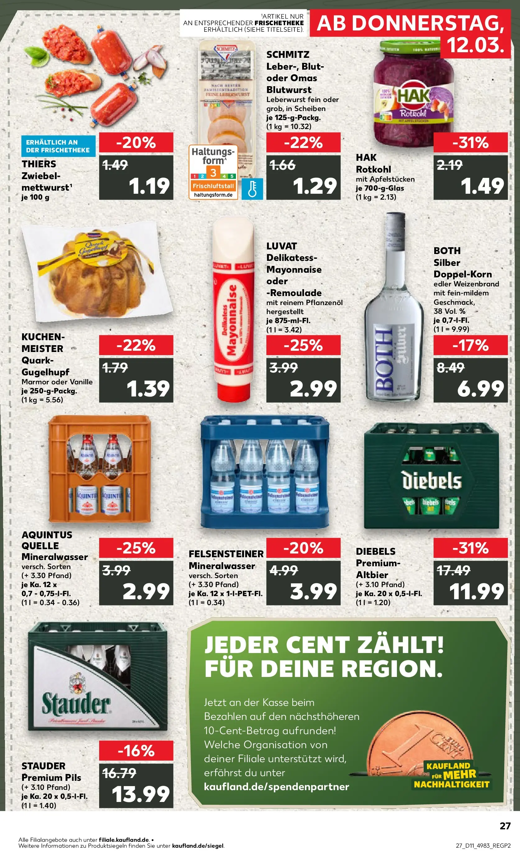 Prospekt Kaufland ab 12.03.2026 » Angebote Online zum Blättern | Seite: 27 | Produkte: Pils, Mayonnaise, Diebels, Kuchen