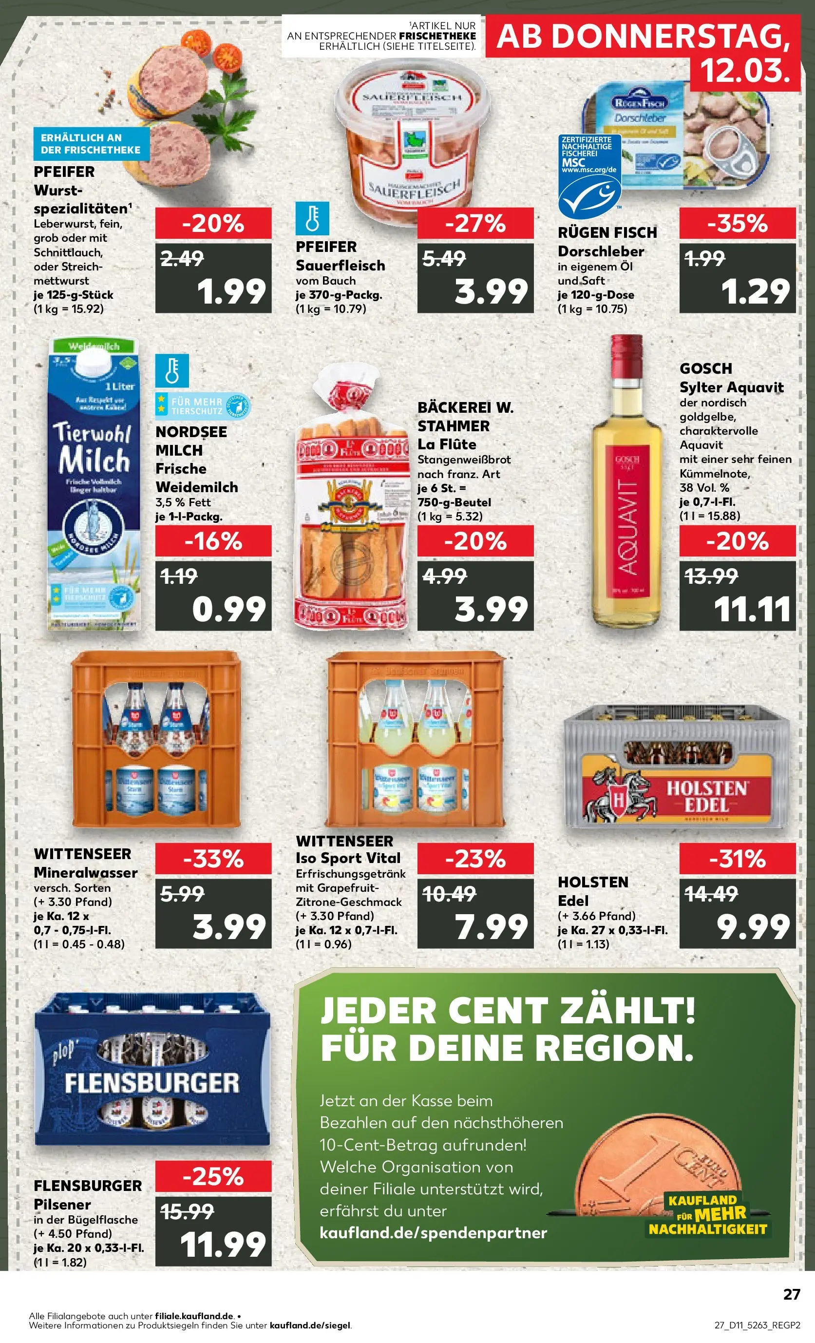 Prospekt Kaufland ab 12.03.2026 » Angebote Online zum Blättern | Seite: 27 | Produkte: Bäckerei, Milch, Fisch, Saft