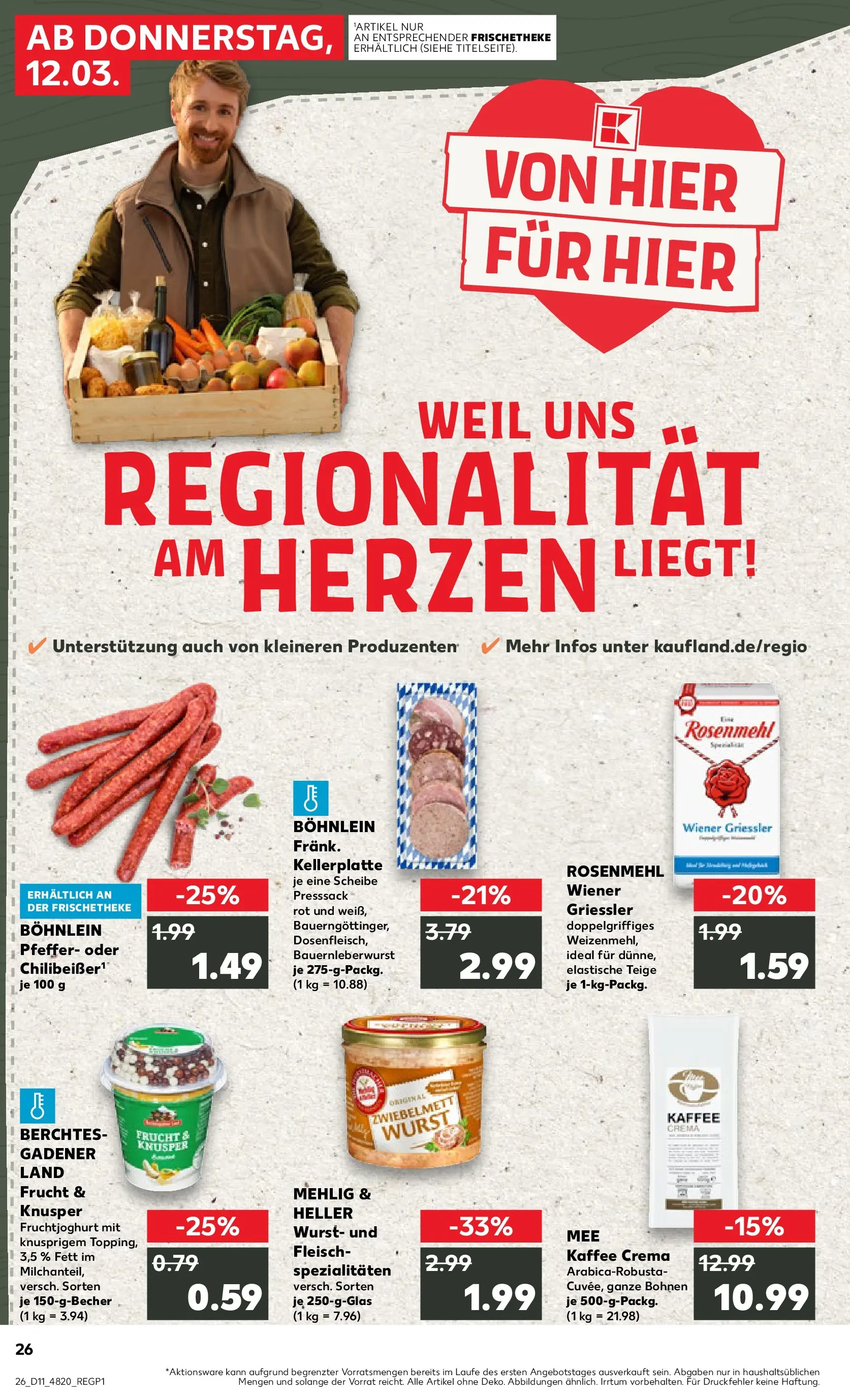 Prospekt Kaufland ab 12.03.2026 » Angebote Online zum Blättern | Seite: 26 | Produkte: Kaffee, Fruchtjoghurt, Pfeffer, Wurst