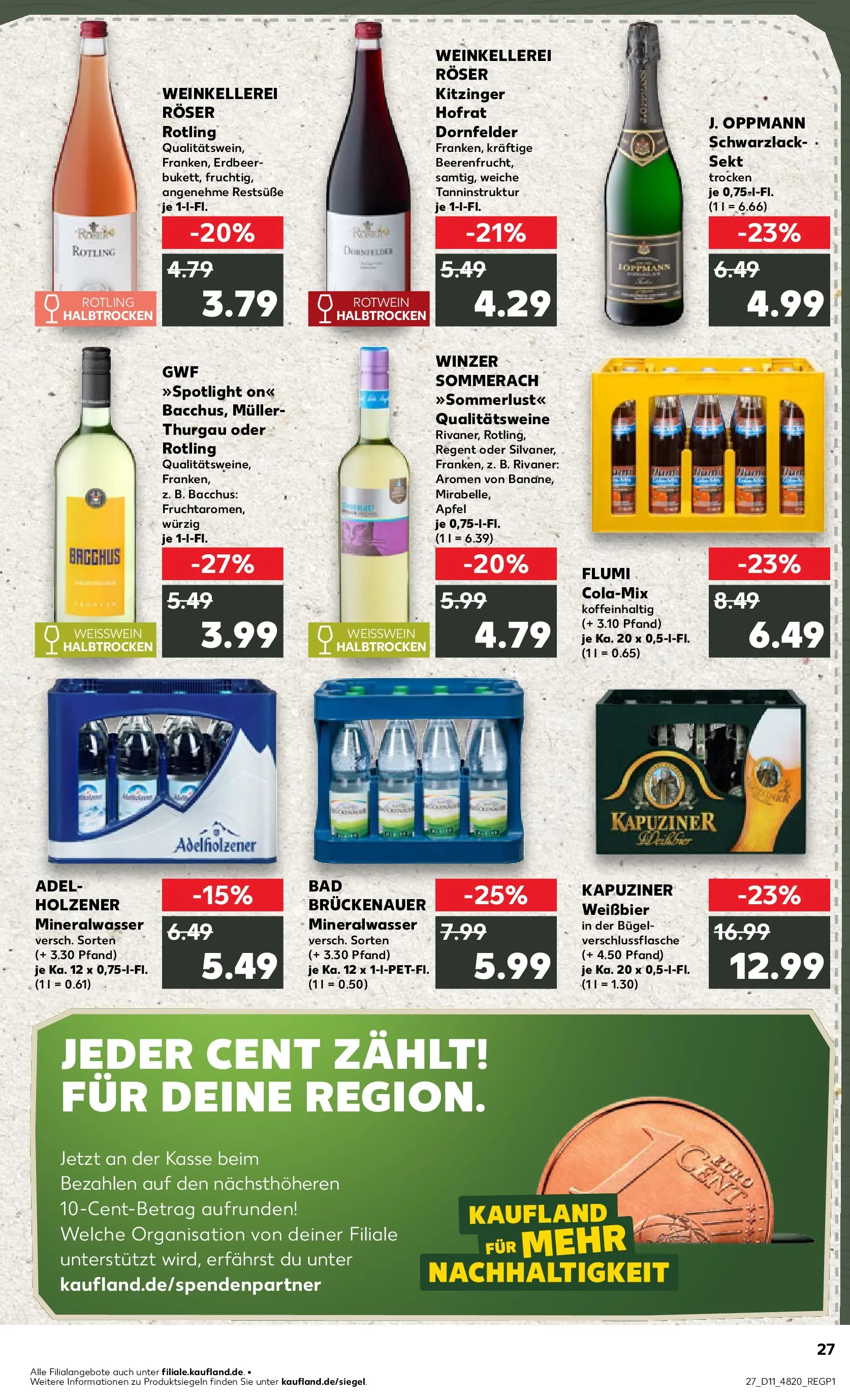 Prospekt Kaufland ab 12.03.2026 » Angebote Online zum Blättern | Seite: 27 | Produkte: Weißbier, Rotwein, Adelholzener, Mineralwasser