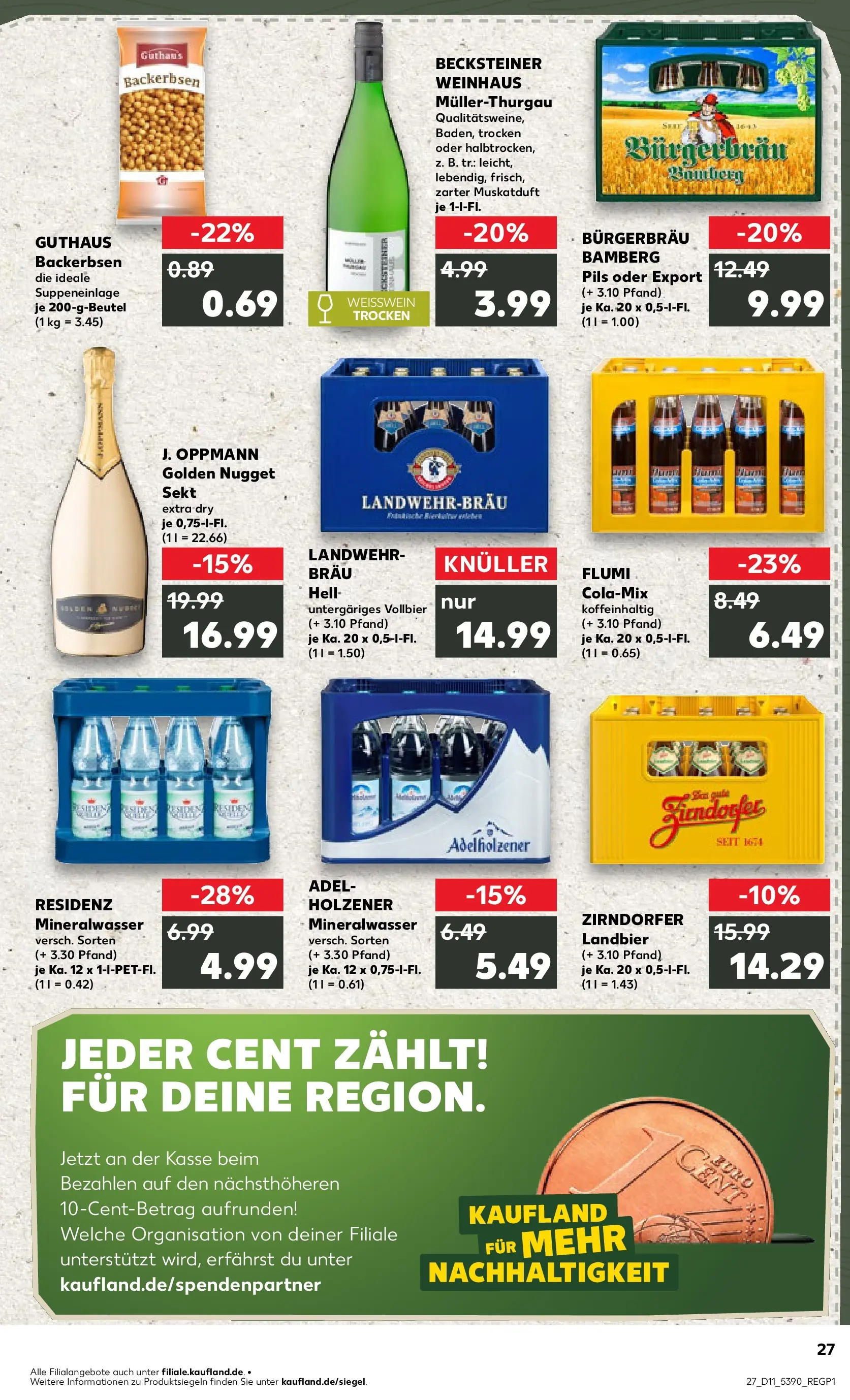 Prospekt Kaufland ab 09.03.2026 » Angebote Online zum Blättern | Seite: 39 | Produkte: Cola, Weißwein, Sekt, Adelholzener