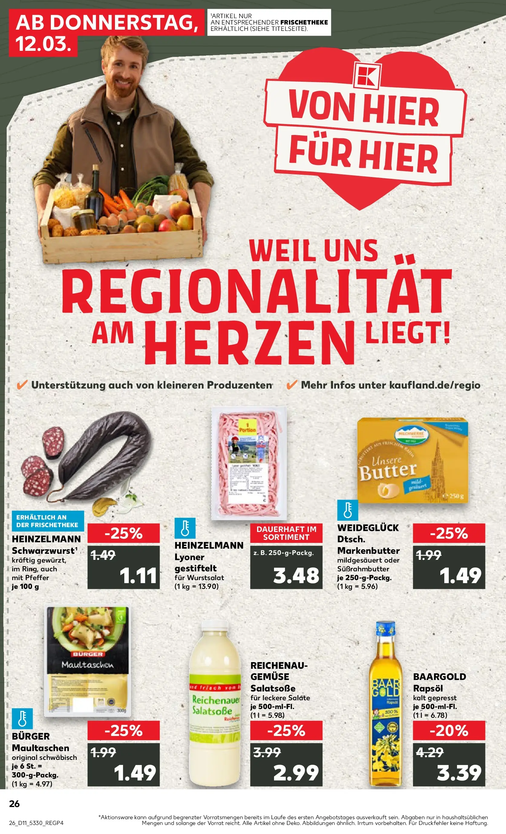 Prospekt Kaufland ab 09.03.2026 » Angebote Online zum Blättern | Seite: 38 | Produkte: Butter, Rapsöl, Gemüse, Pfeffer