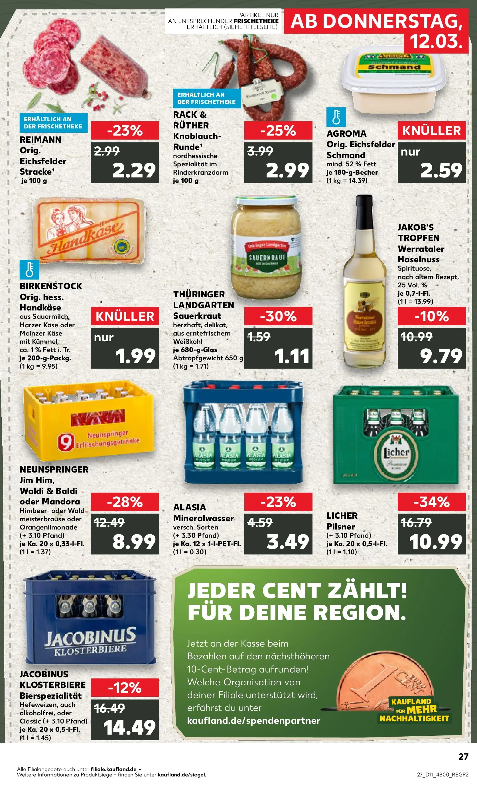 Prospekt Kaufland ab 12.03.2026 » Angebote Online zum Blättern | Seite: 27 | Produkte: Käse, Mineralwasser, Knoblauch