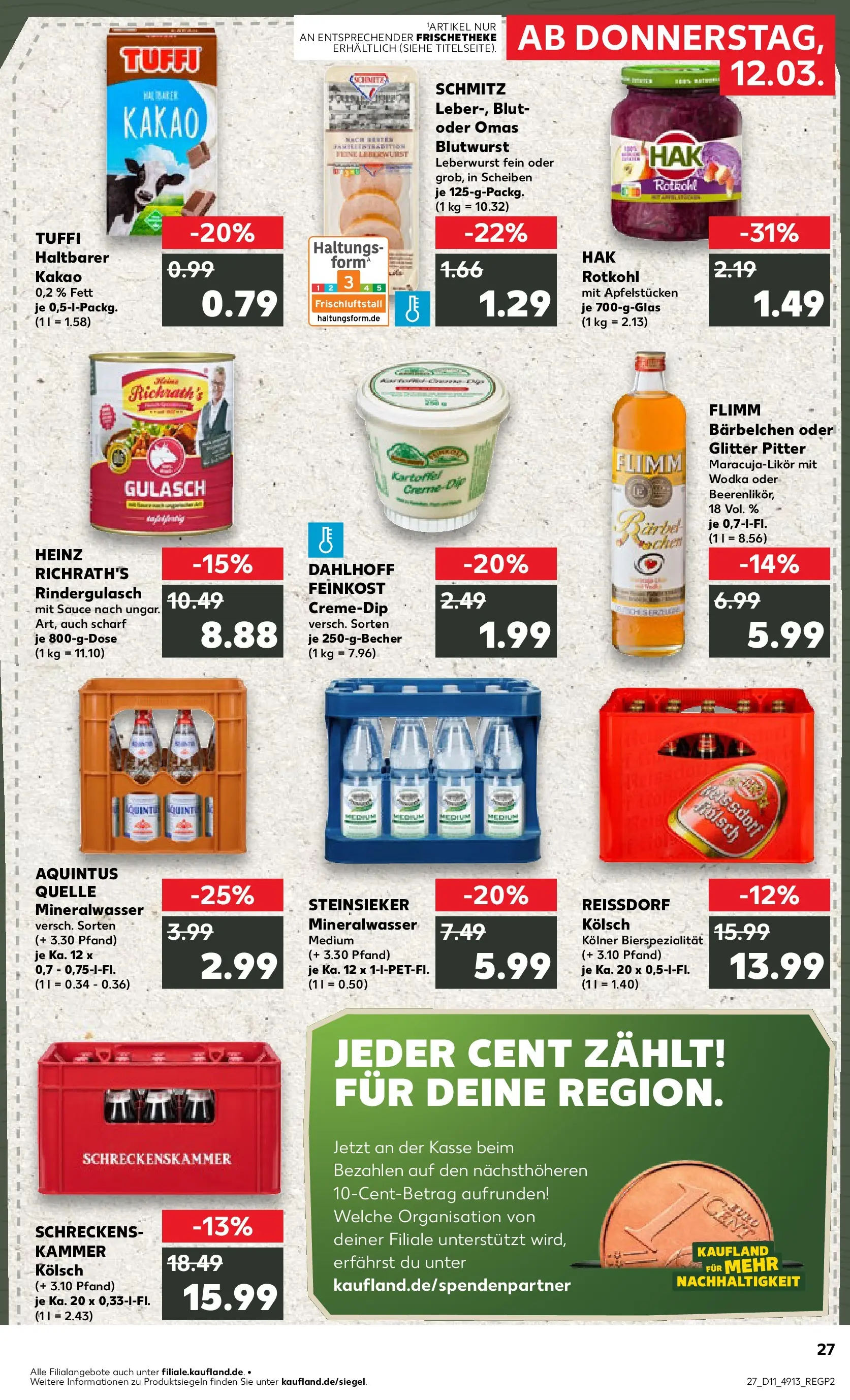 Prospekt Kaufland ab 09.03.2026 » Angebote Online zum Blättern | Seite: 39 | Produkte: Rindergulasch, Rotkohl, Mineralwasser, Gulasch