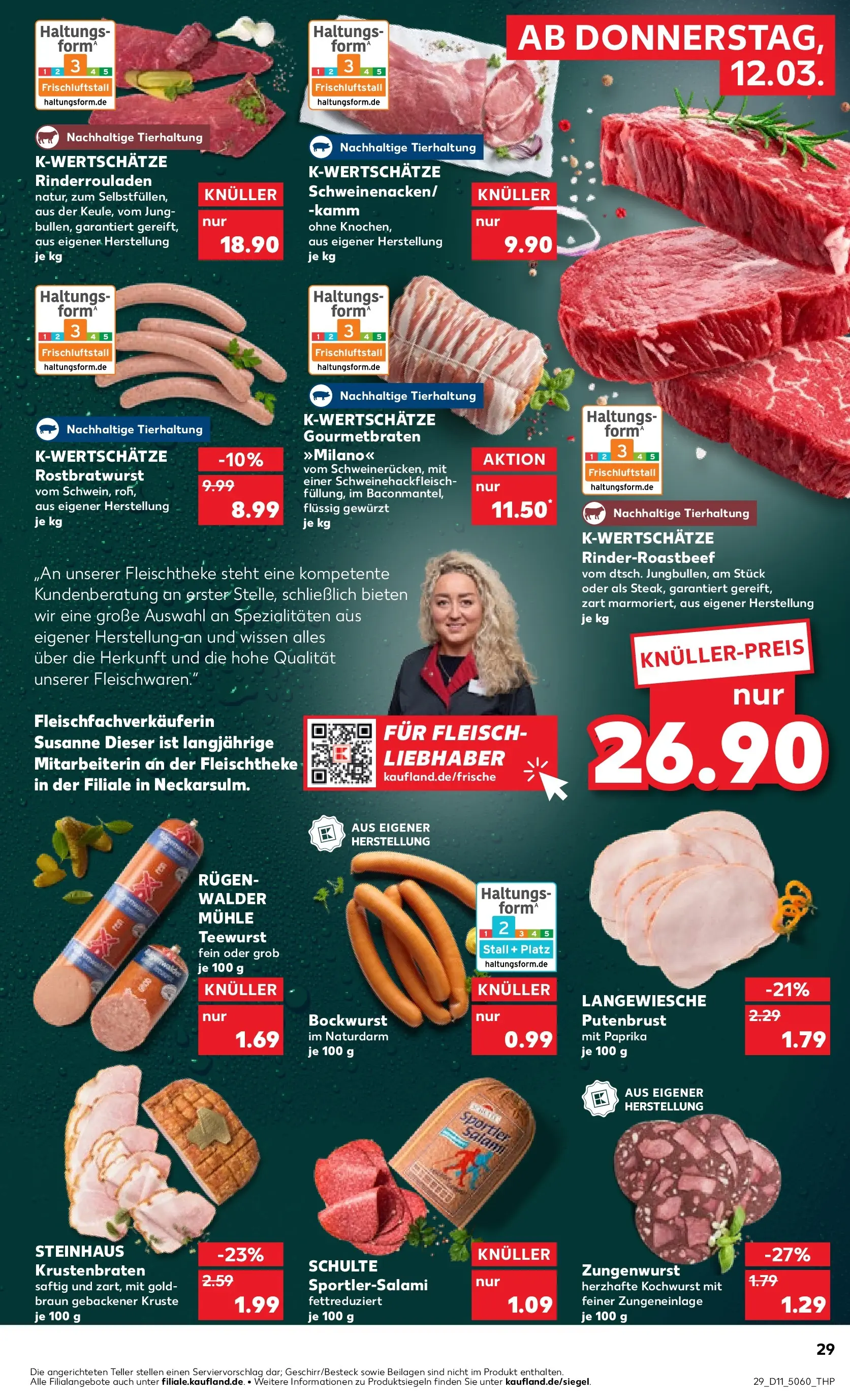 Prospekt Kaufland ab 12.03.2026 » Angebote Online zum Blättern | Seite: 33 | Produkte: Rinderrouladen, Bockwurst, Paprika, Salami