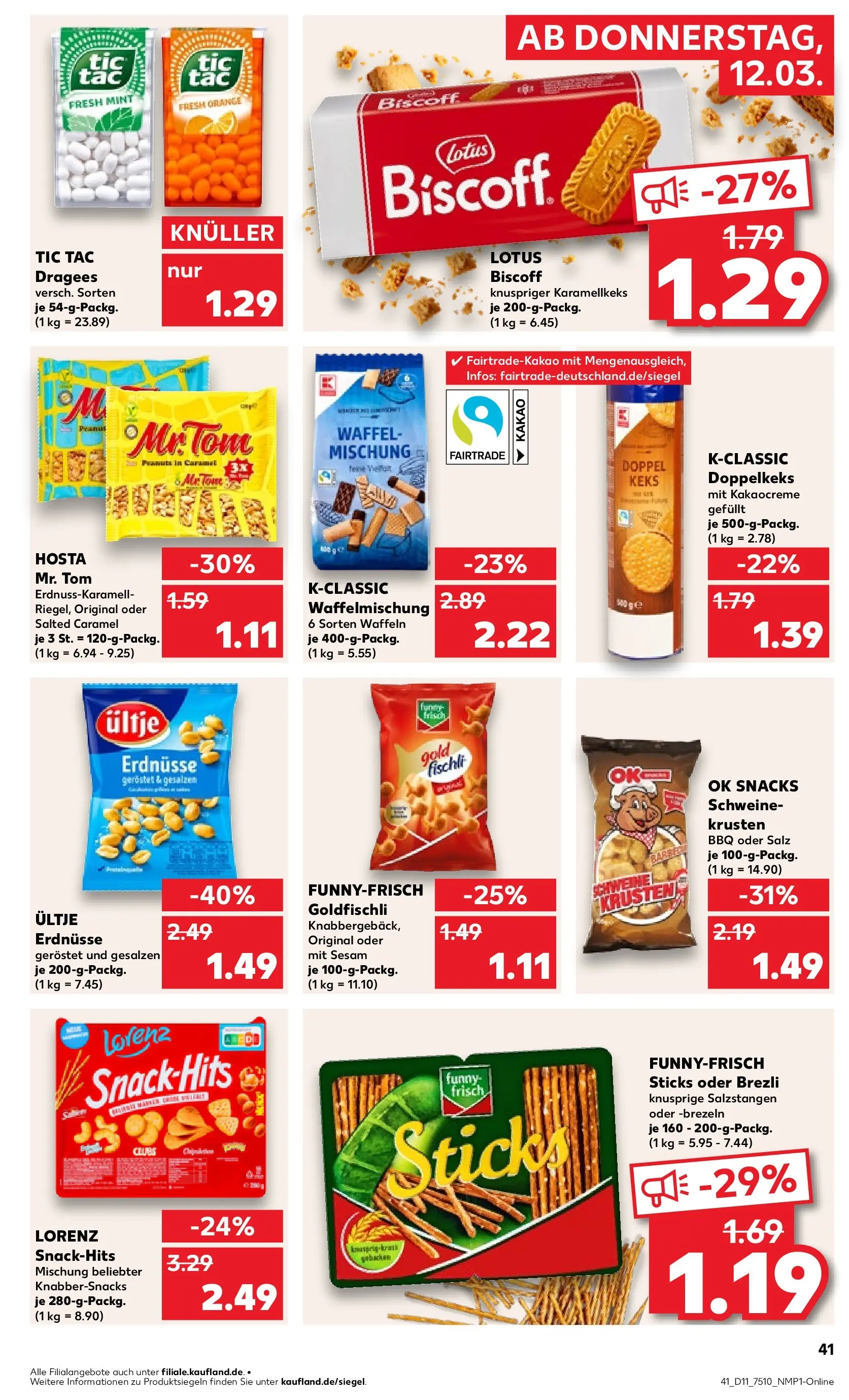 Prospekt Kaufland ab 12.03.2026 » Angebote Online zum Blättern | Seite: 45 | Produkte: Ultje erdnusse, Erdnüsse, Funny frisch, Waffeln