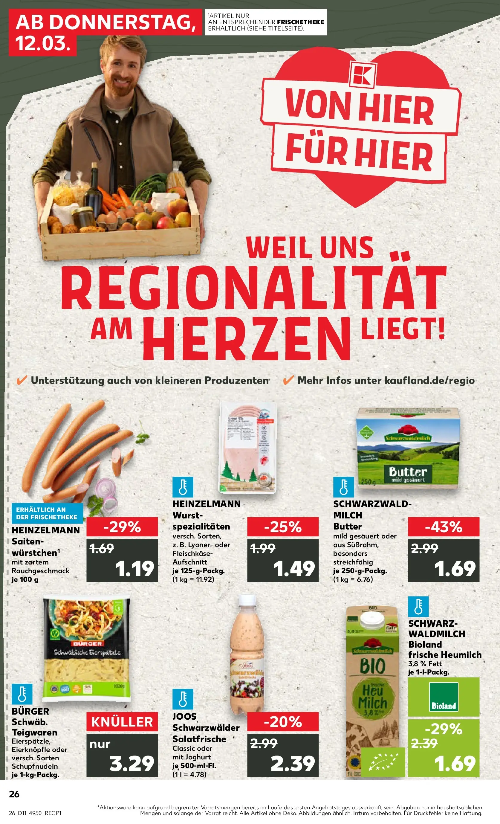 Prospekt Kaufland ab 12.03.2026 » Angebote Online zum Blättern | Seite: 26 | Produkte: Milch, Butter, Burger, Wurst