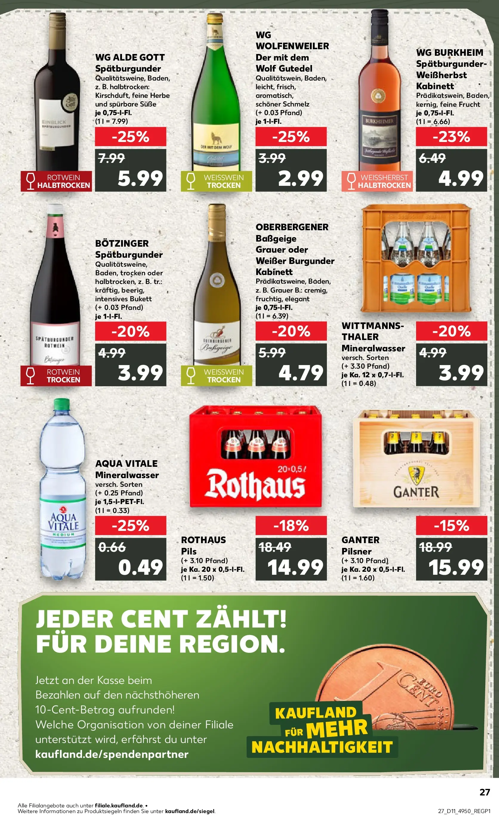 Prospekt Kaufland ab 12.03.2026 » Angebote Online zum Blättern | Seite: 27 | Produkte: Weißwein, Rotwein, Pils, Mineralwasser