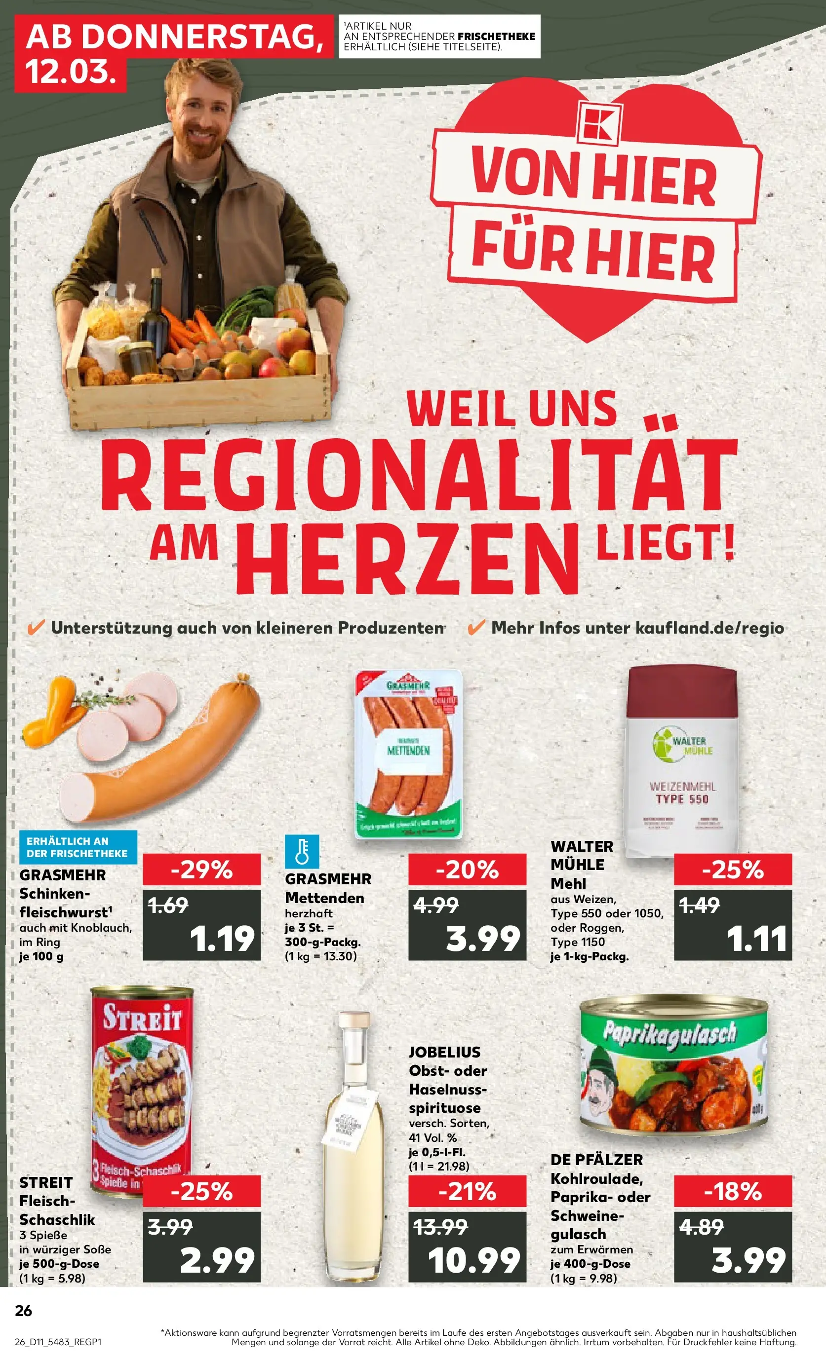 Prospekt Kaufland ab 12.03.2026 » Angebote Online zum Blättern | Seite: 26 | Produkte: Mühle, Paprika, Soße, Schinken