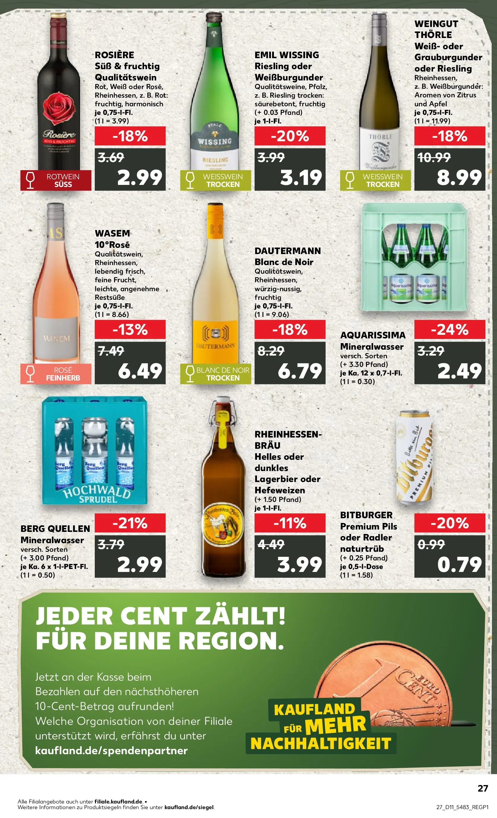 Prospekt Kaufland ab 12.03.2026 » Angebote Online zum Blättern | Seite: 27 | Produkte: Bitburger, Pils, Mineralwasser, Radler