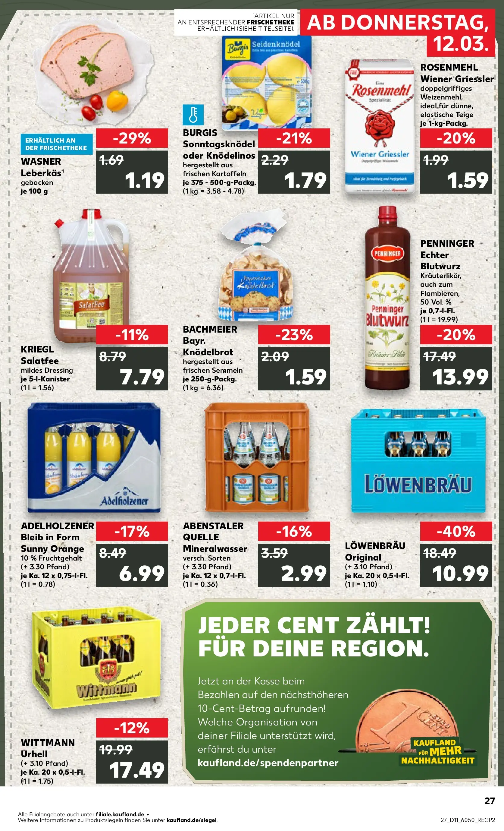Prospekt Kaufland ab 09.03.2026 » Angebote Online zum Blättern | Seite: 39 | Produkte: Adelholzener, Dressing, Mineralwasser, Kartoffeln